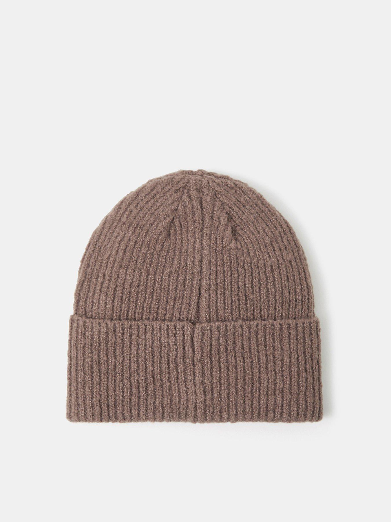 Image 3 of 4 of Accessorize Ribbed Heart Embroidered Beanie Hat - Brown