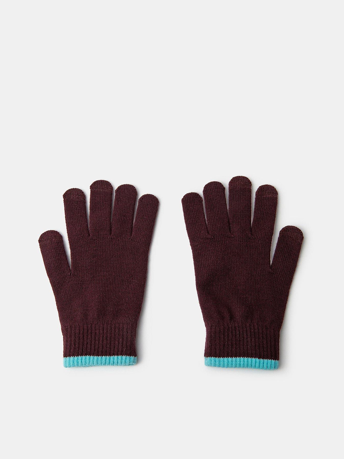 Image 2 of 3 of Accessorize Womens Ribbed Cuff Colour-Edge Gloves - Red