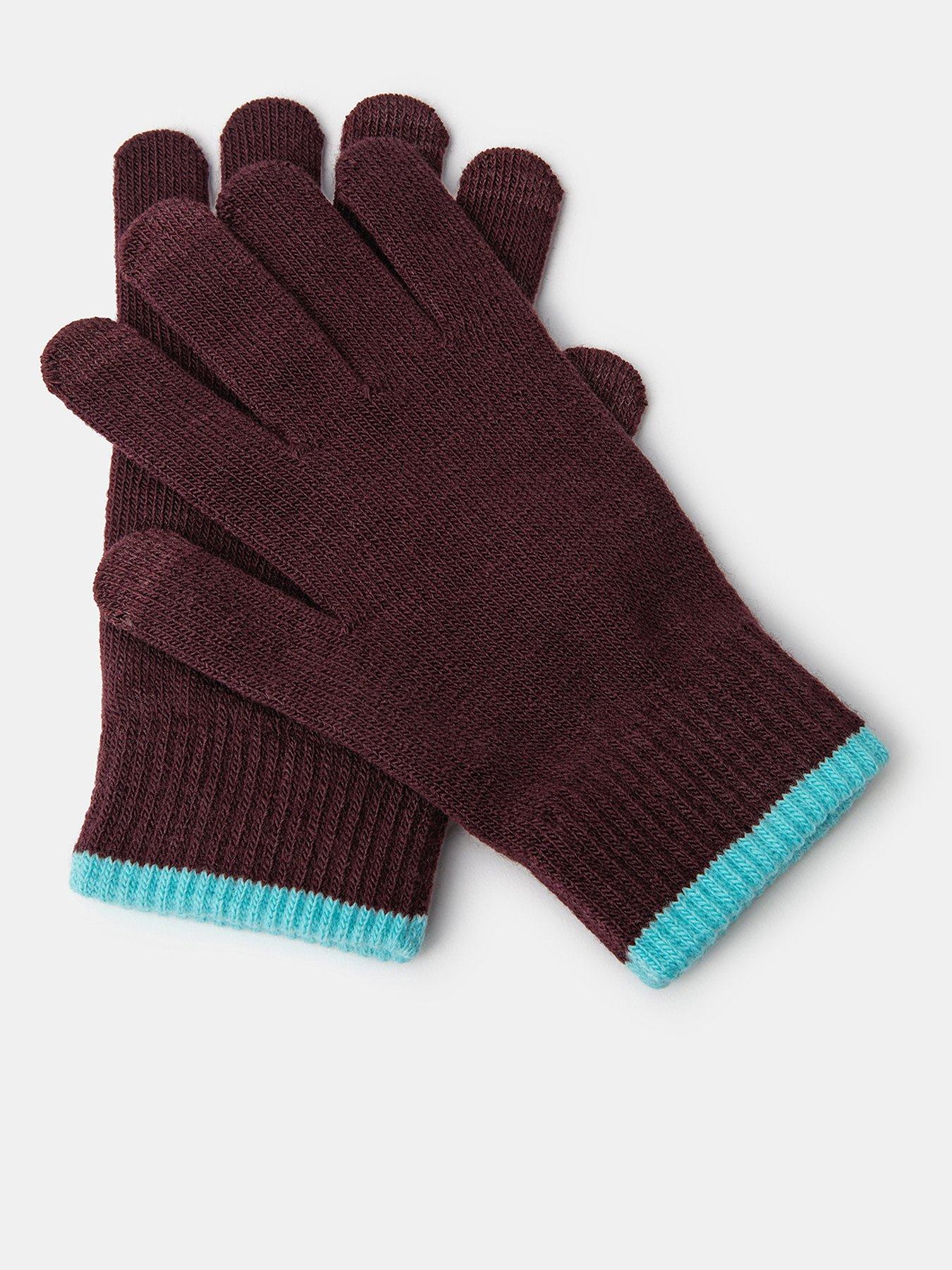 Image 3 of 3 of Accessorize Womens Ribbed Cuff Colour-Edge Gloves - Red