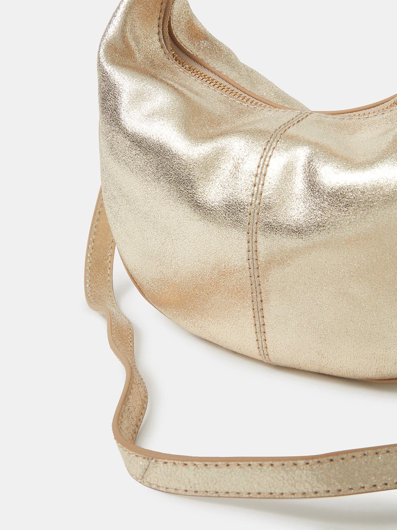 Image 4 of 5 of Accessorize Suede Handheld Moon Bag - Gold