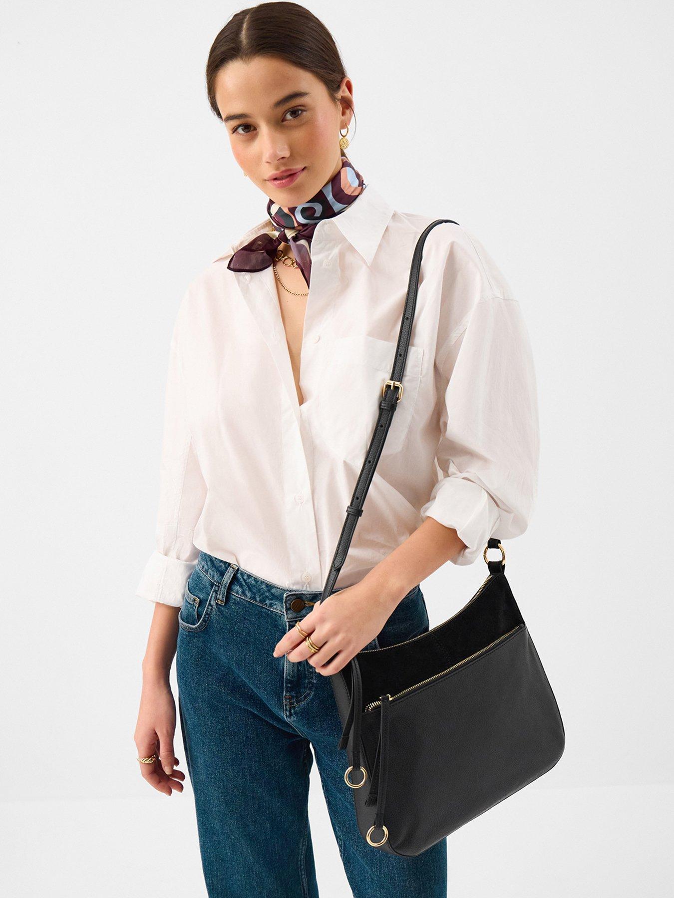 Image 2 of 5 of Accessorize Leather Curved Messenger Bag