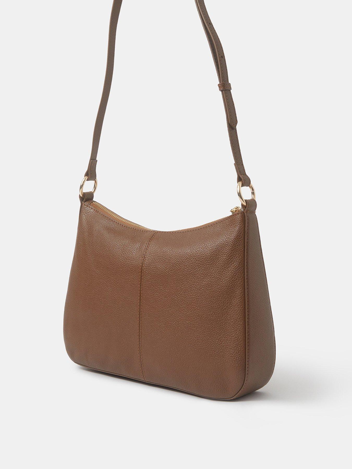 Image 3 of 5 of Accessorize Curved Suede Crossbody Bag - Brown