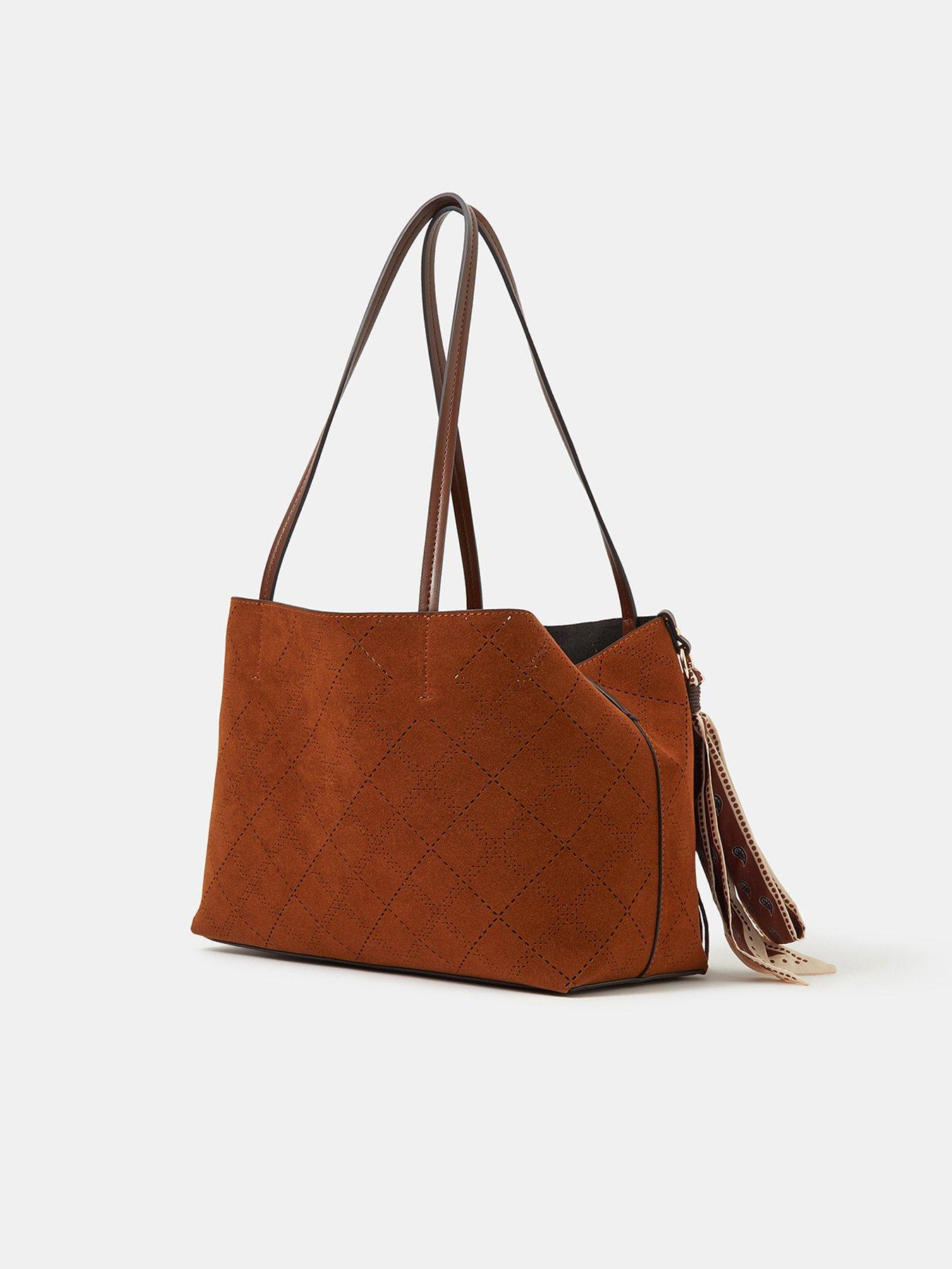 Image 3 of 5 of Accessorize Suedette Scarf Tote Bag - Brown