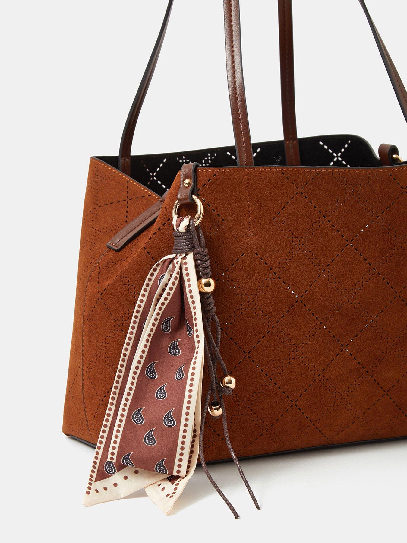 Image 4 of 5 of Accessorize Suedette Scarf Tote Bag - Brown