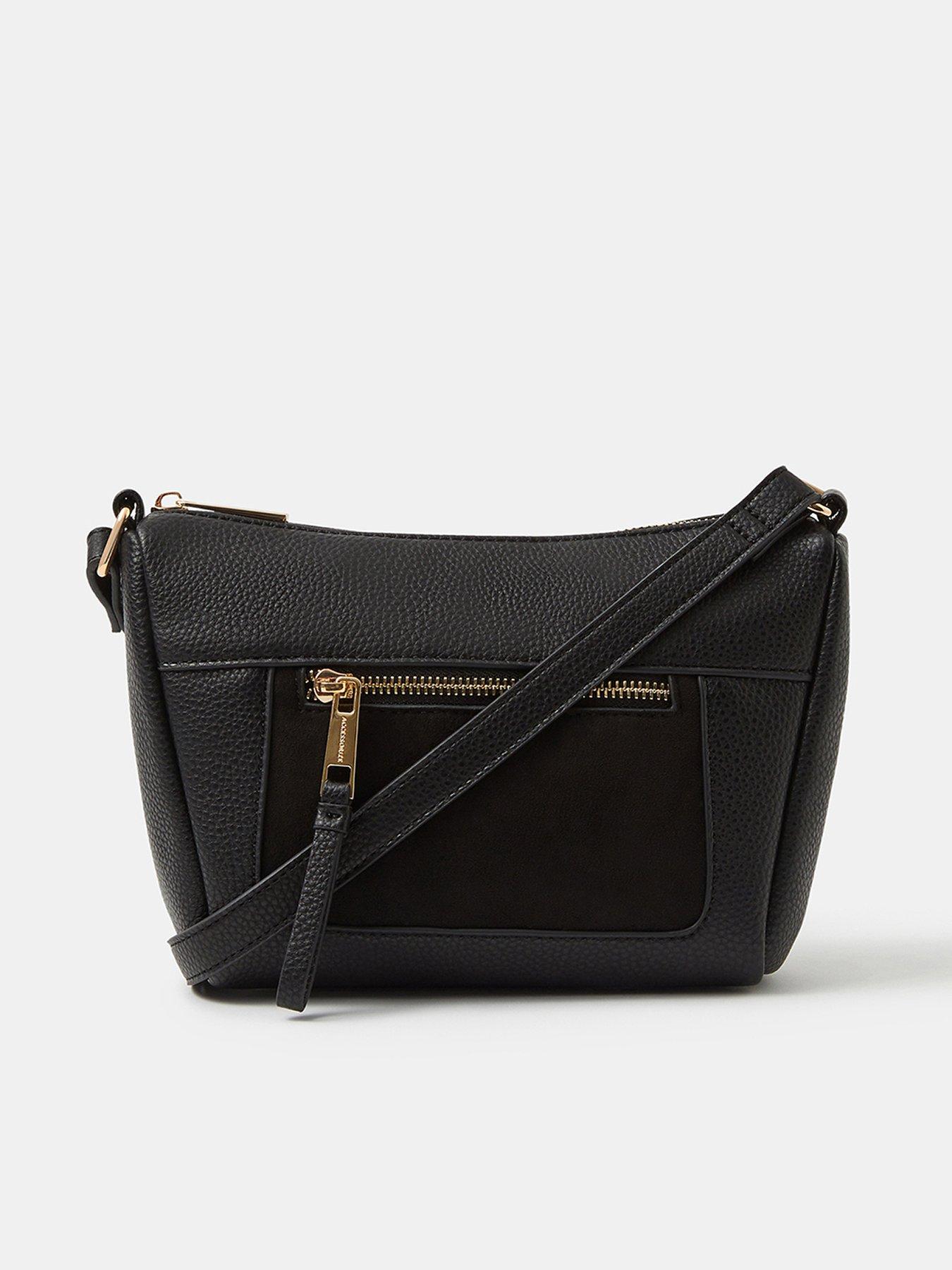 Accessorize Double Zip Crossbody Bag - Black