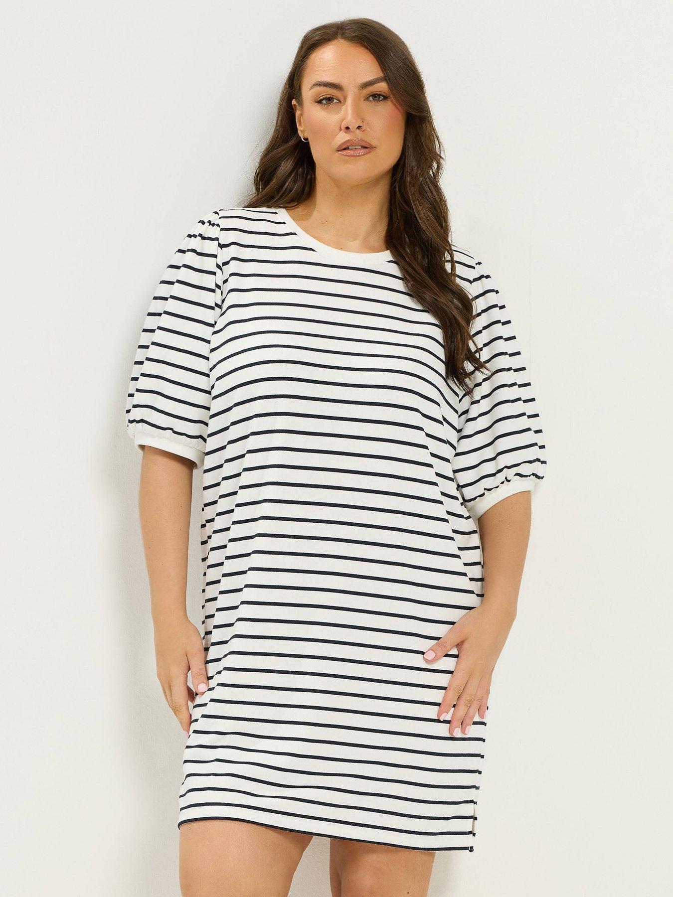 Yours Curve Balloon Sleeve Dress - White
