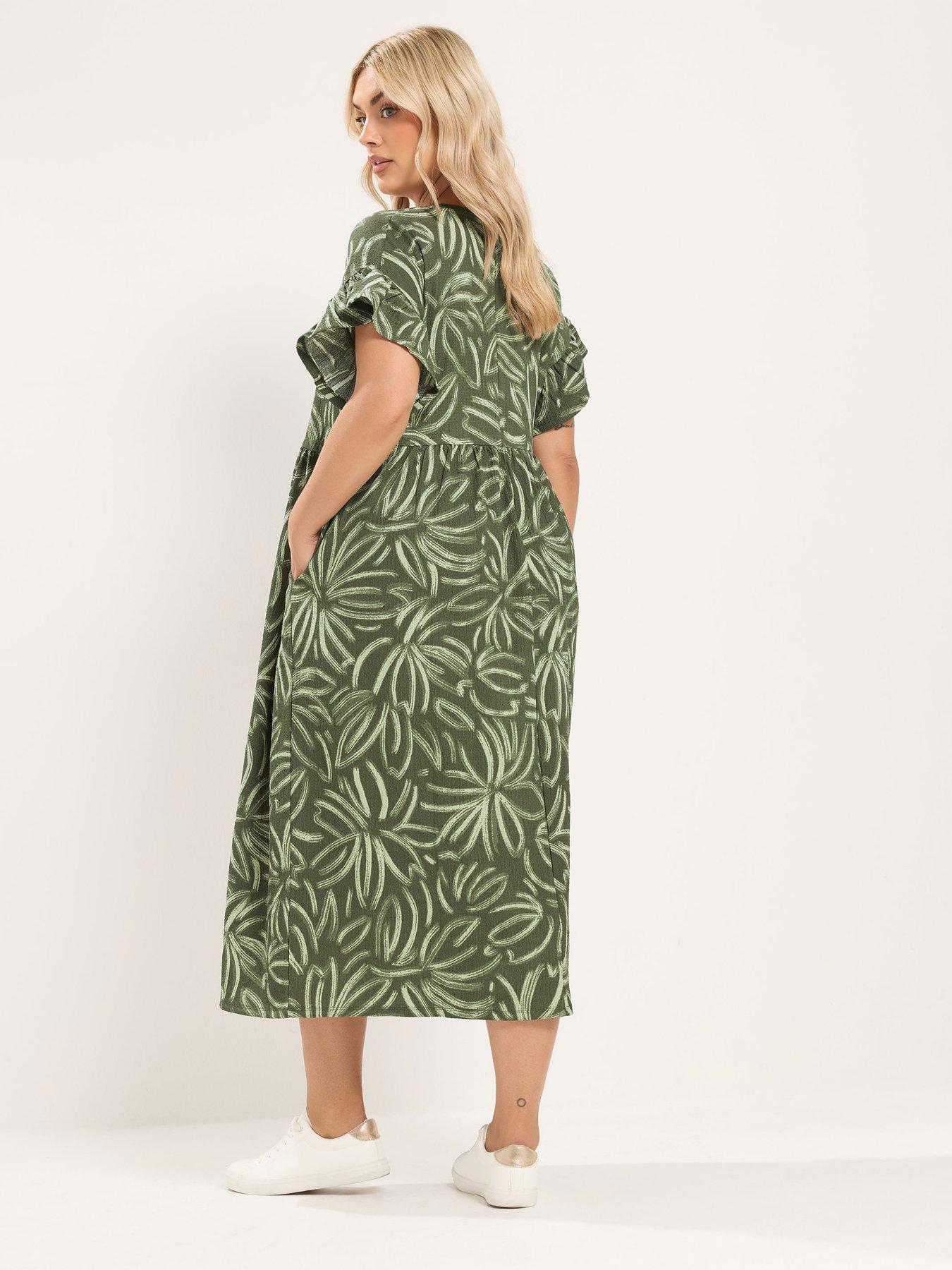 Image 2 of 4 of Yours Curve Frill Sleeve Maxi Dress