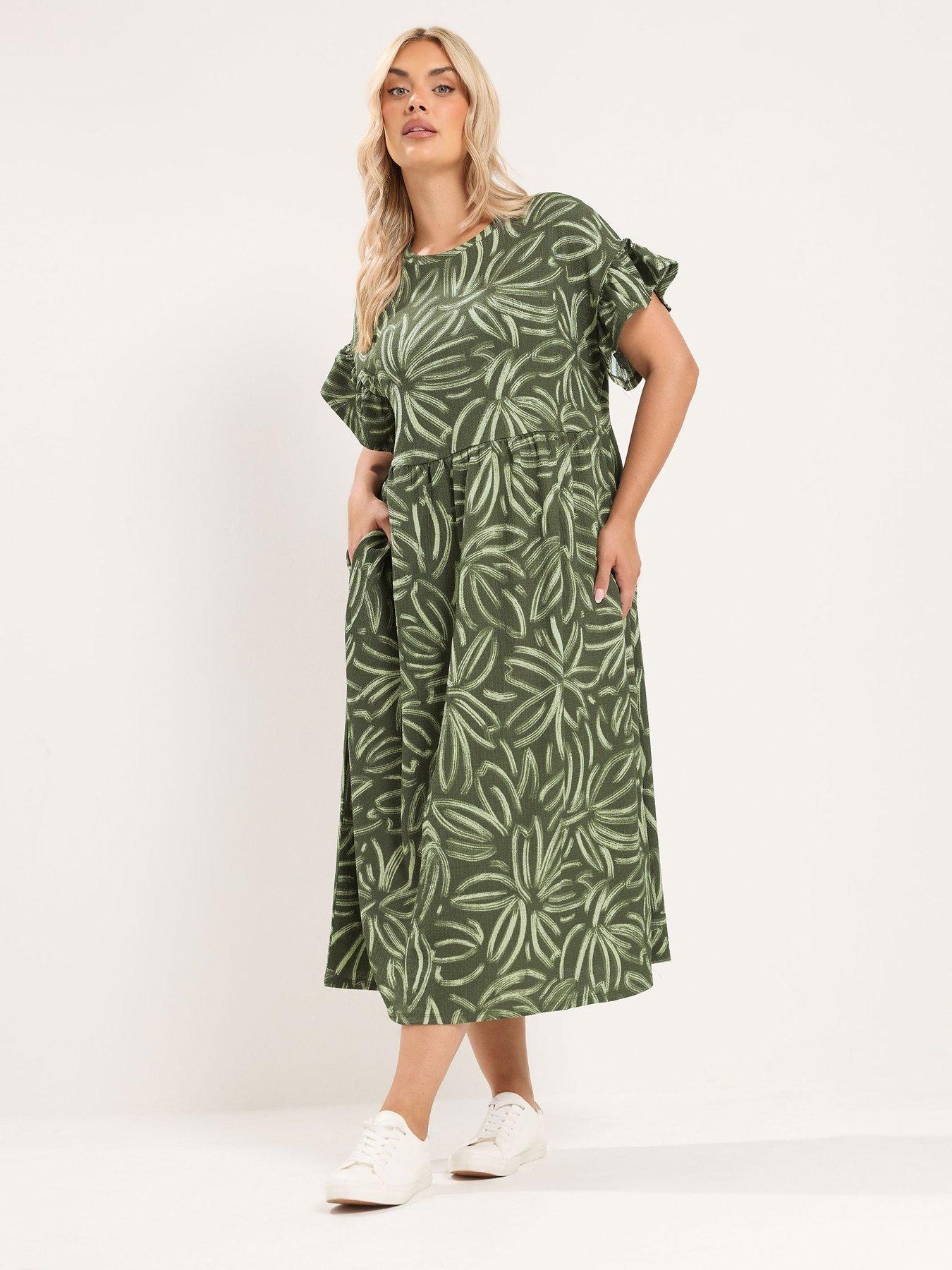 Image 3 of 4 of Yours Curve Frill Sleeve Maxi Dress