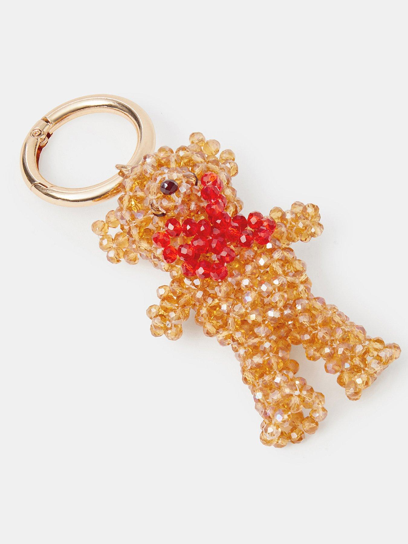 Image 2 of 3 of Accessorize Beaded Teddy Bear Bag Charm - Brown