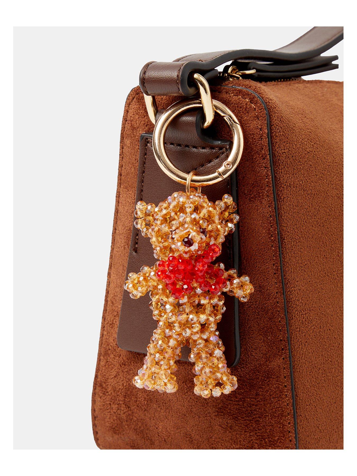 Image 3 of 3 of Accessorize Beaded Teddy Bear Bag Charm - Brown