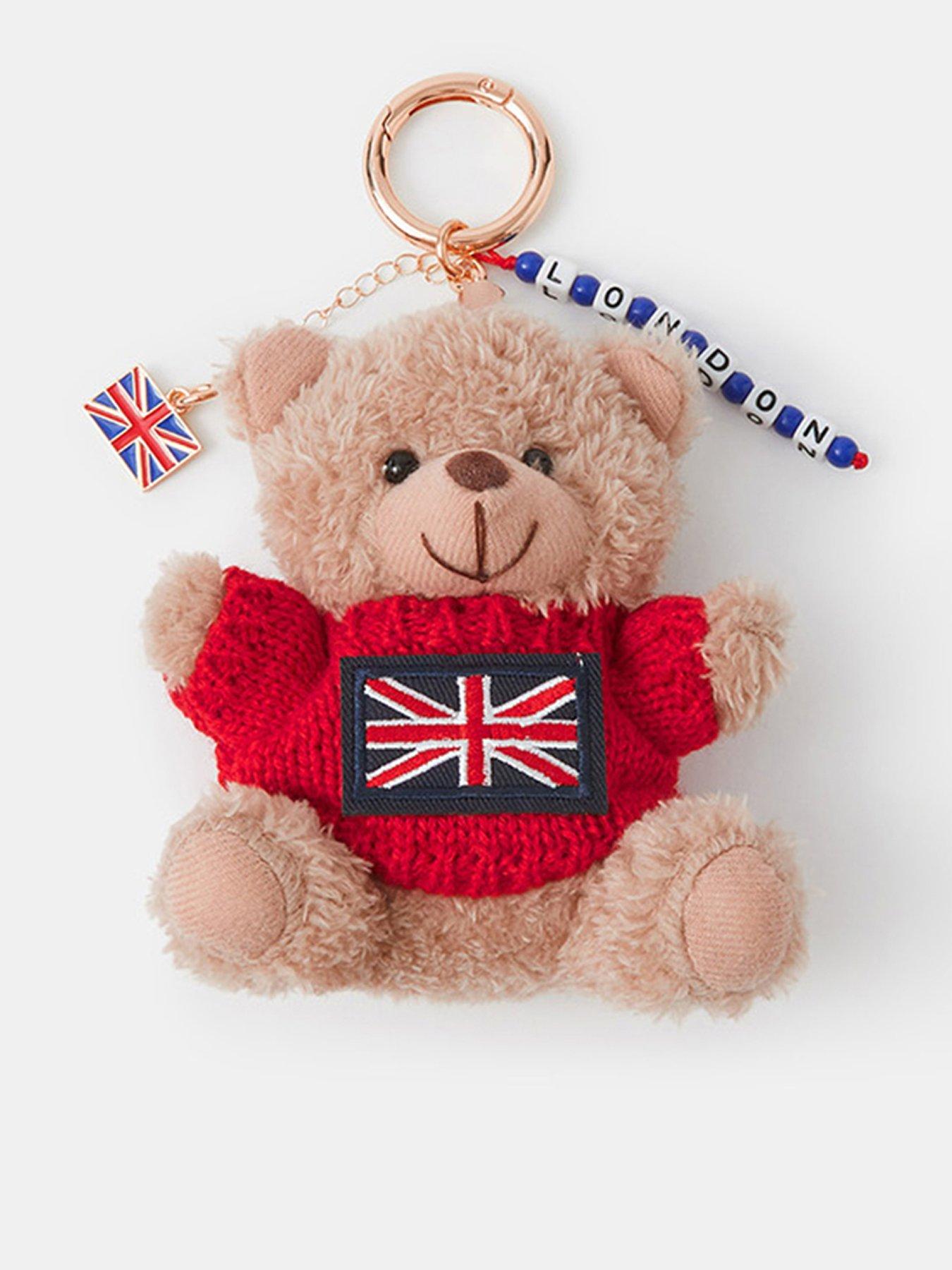 Image 1 of 3 of Accessorize London Bear Bag Charm - Red