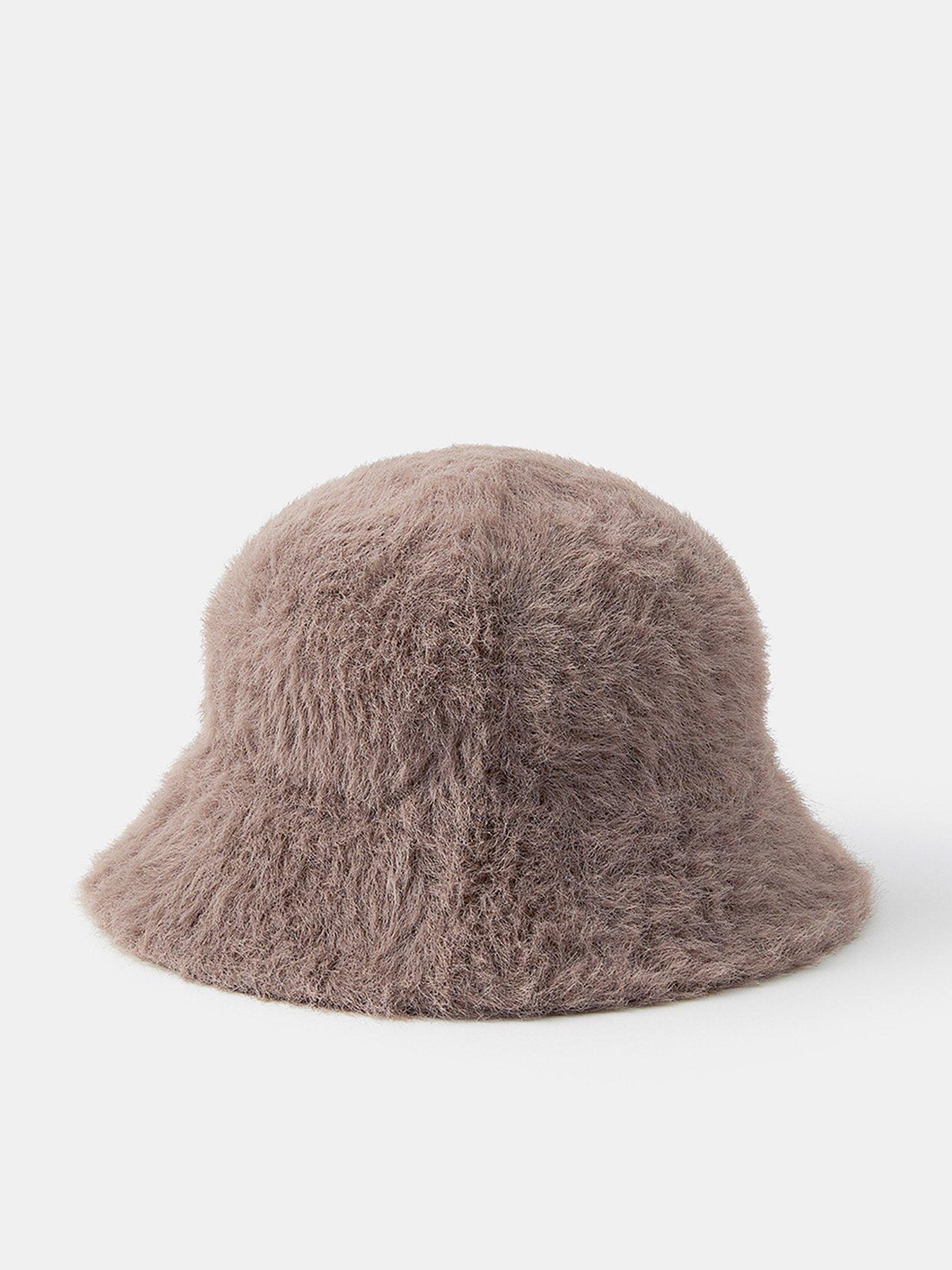 Image 1 of 3 of Accessorize Fluffy Bucket Hat - Brown