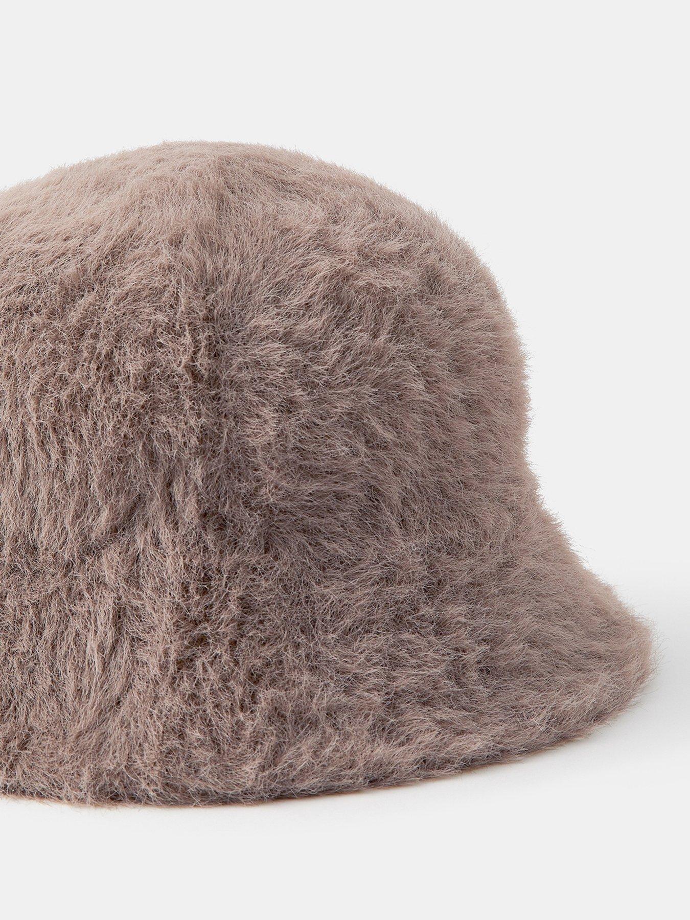 Image 3 of 3 of Accessorize Fluffy Bucket Hat - Brown