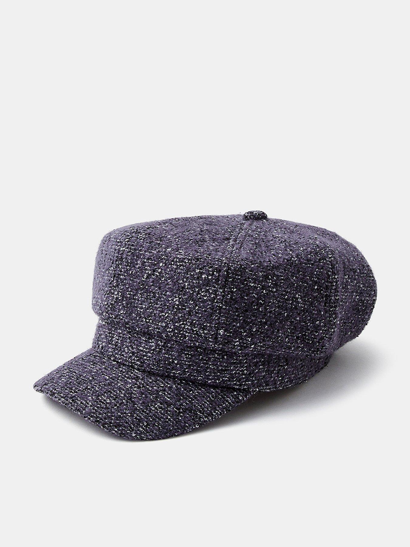 Image 1 of 4 of Accessorize Textured Baker Boy Cap - Blue