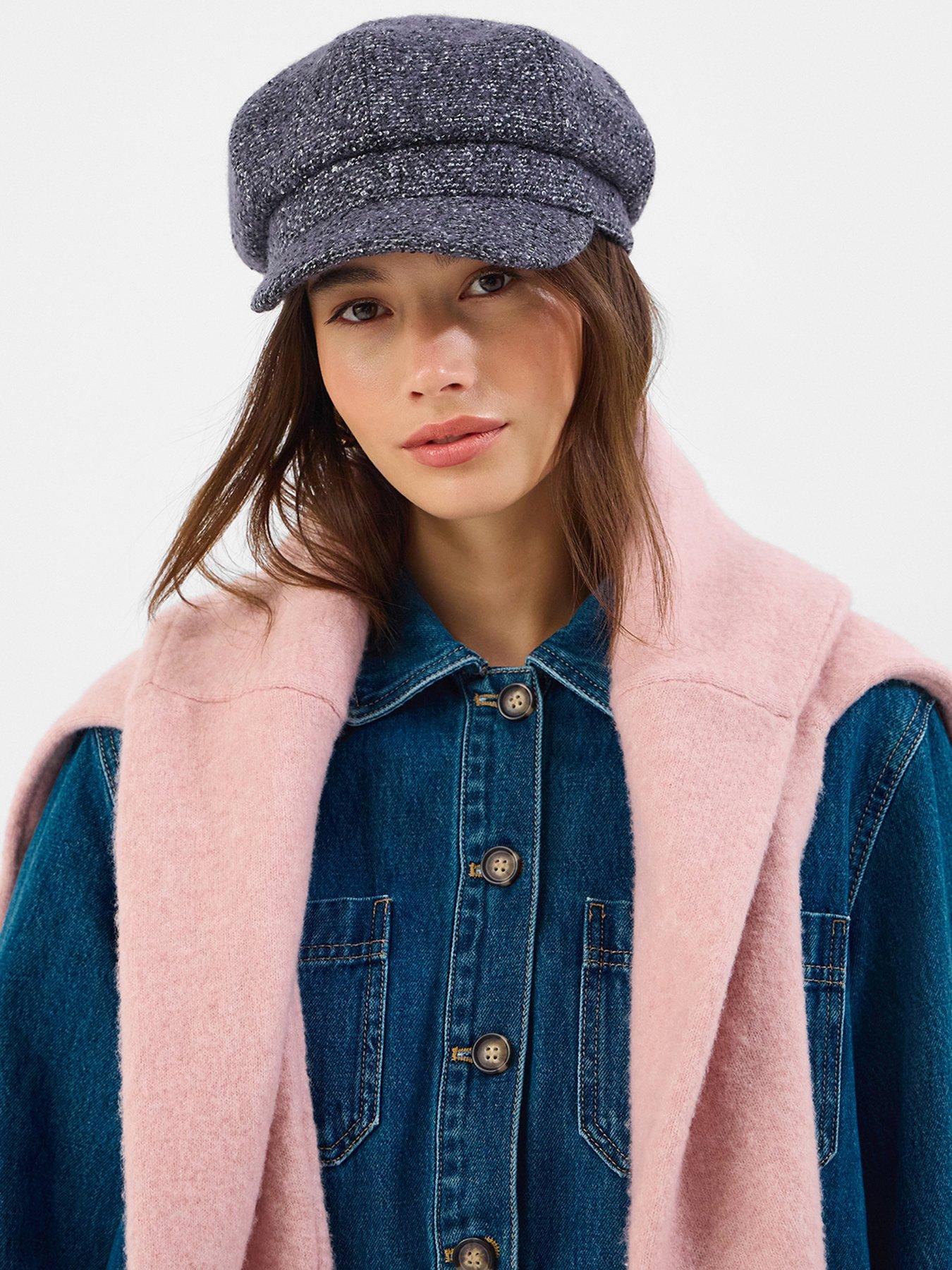 Image 2 of 4 of Accessorize Textured Baker Boy Cap - Blue