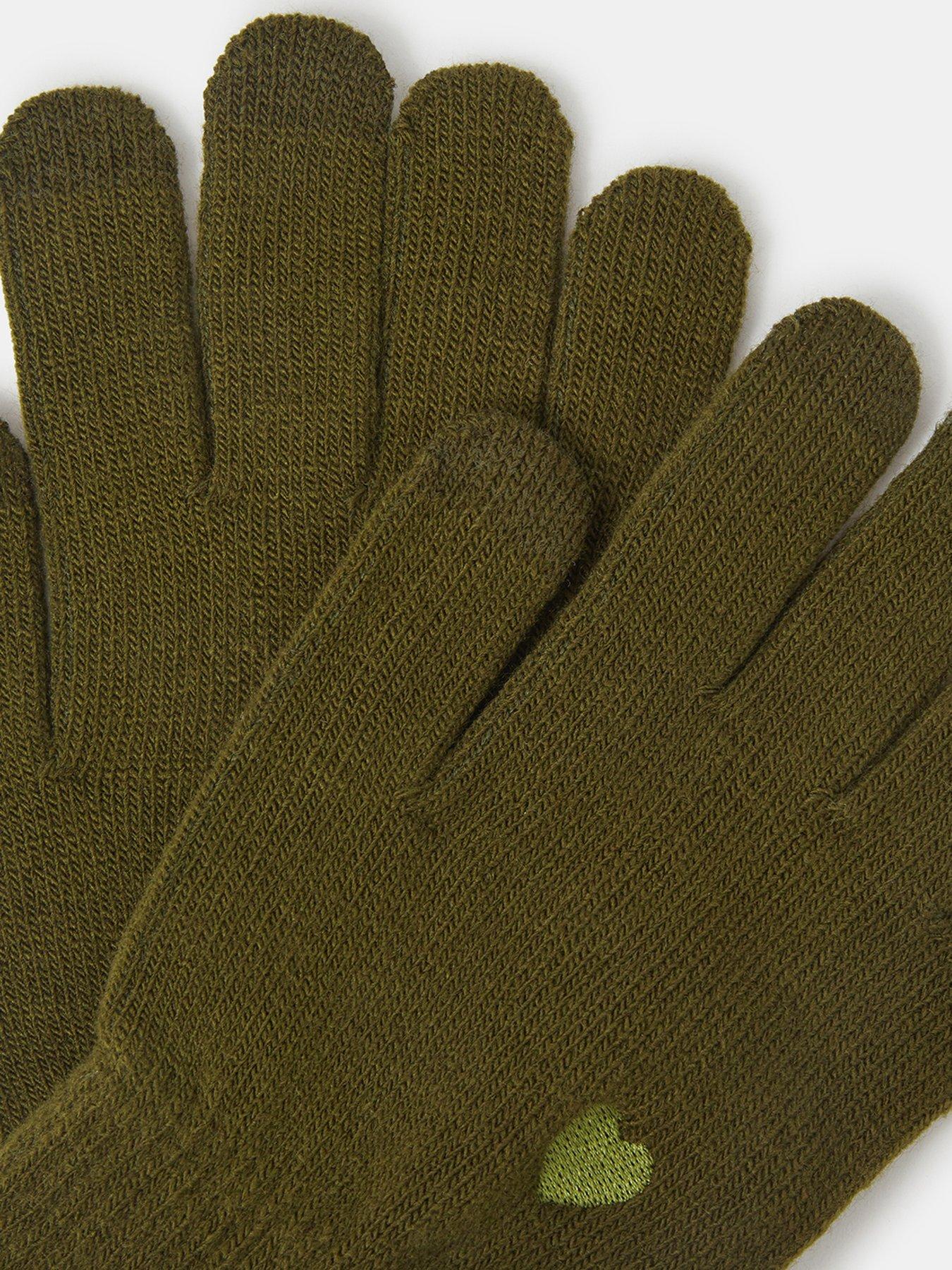 Image 2 of 2 of Accessorize Heart Embroidered Touchscreen Gloves - Green