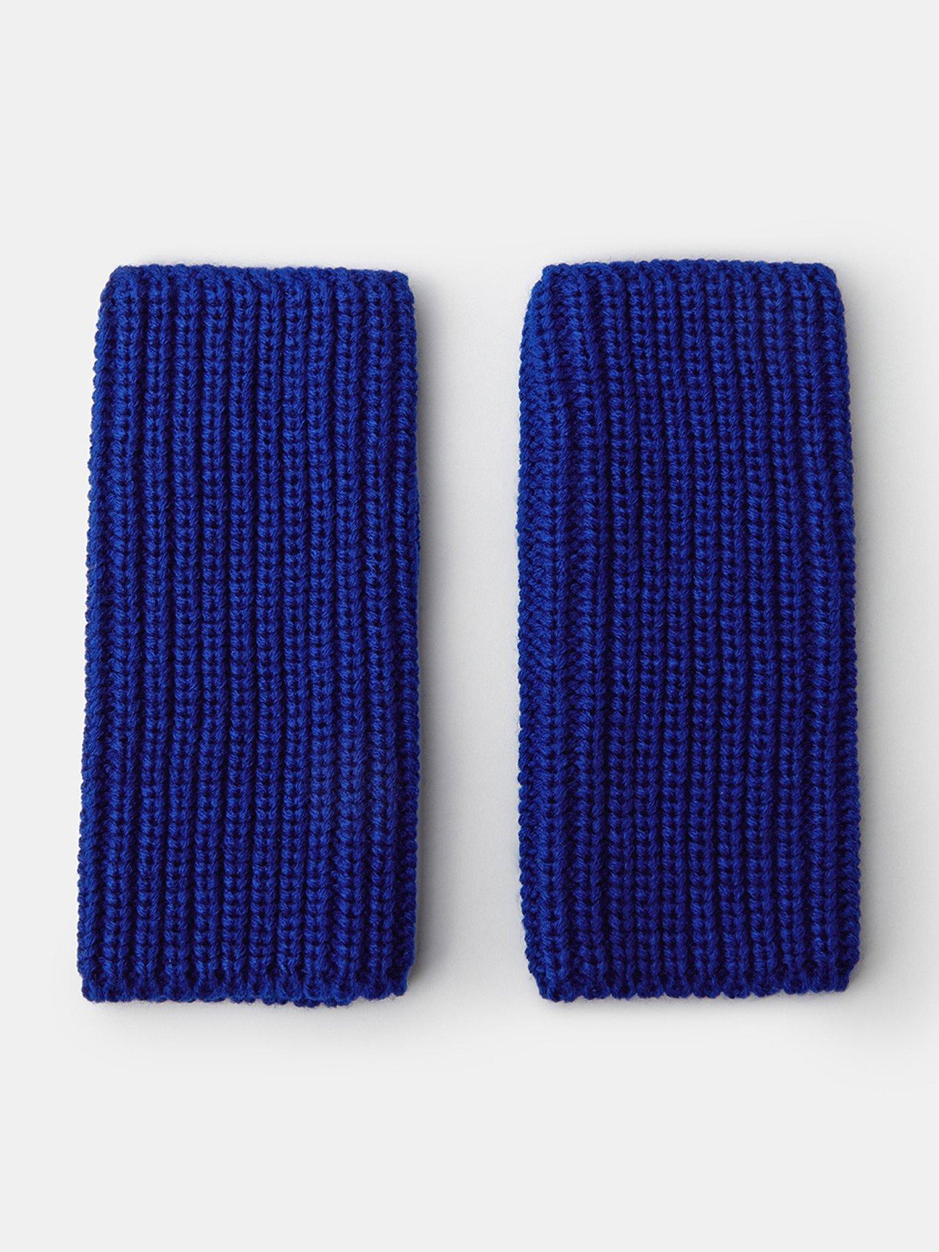 Image 1 of 3 of Accessorize Accessorize Chunky Rib Fingerless Knit Gloves - Blue