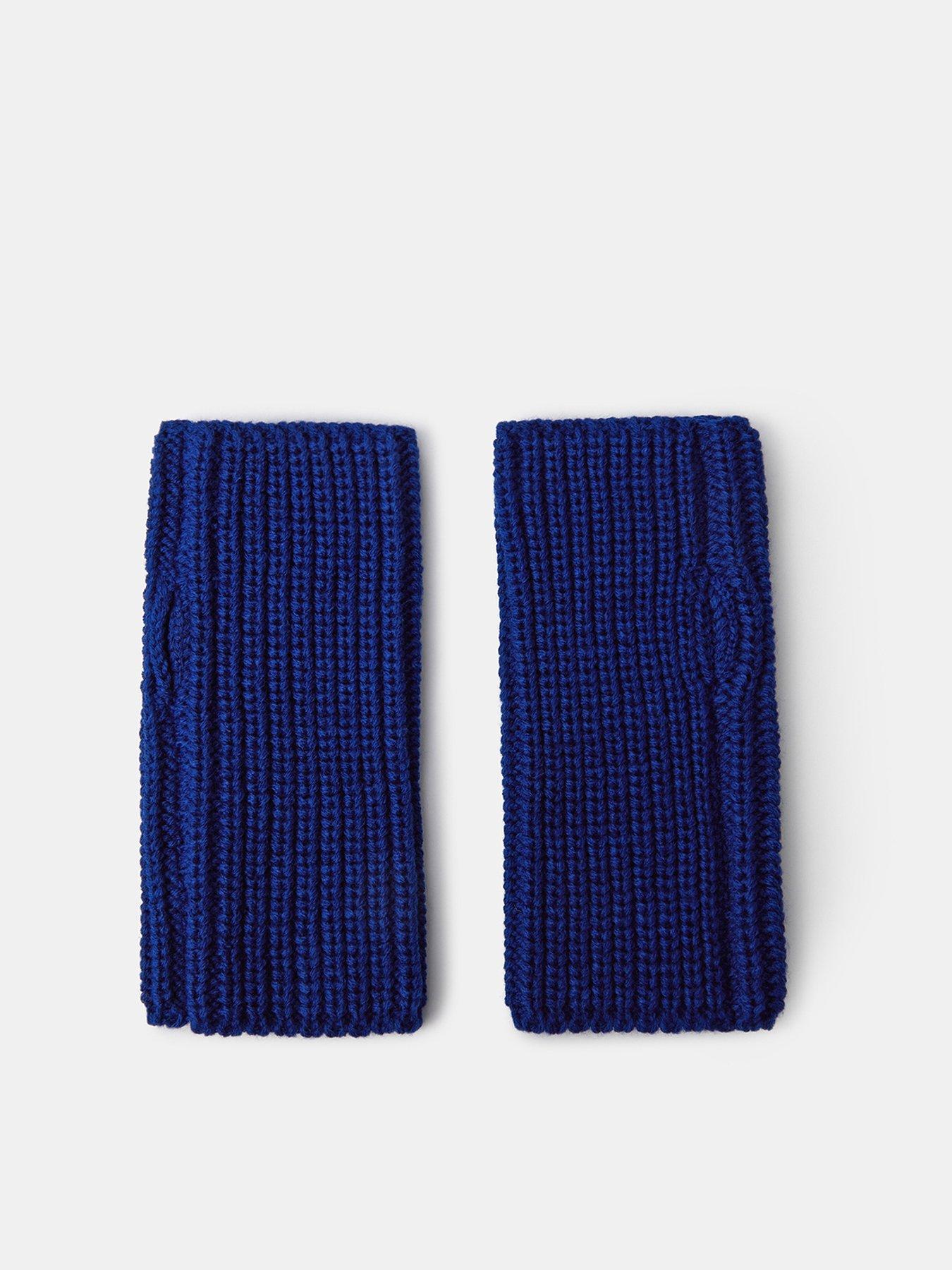 Image 2 of 3 of Accessorize Accessorize Chunky Rib Fingerless Knit Gloves - Blue
