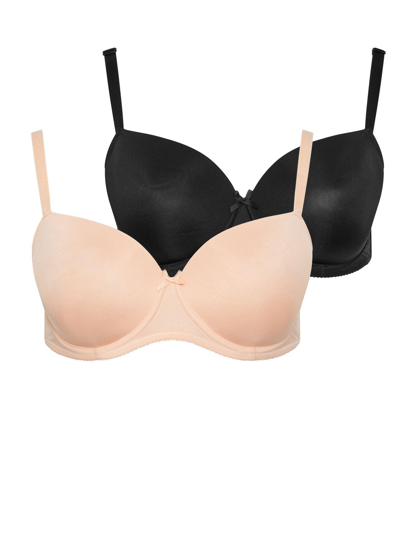 Yours Curve 2 Pack T-Shirt Bra - Black/Beige