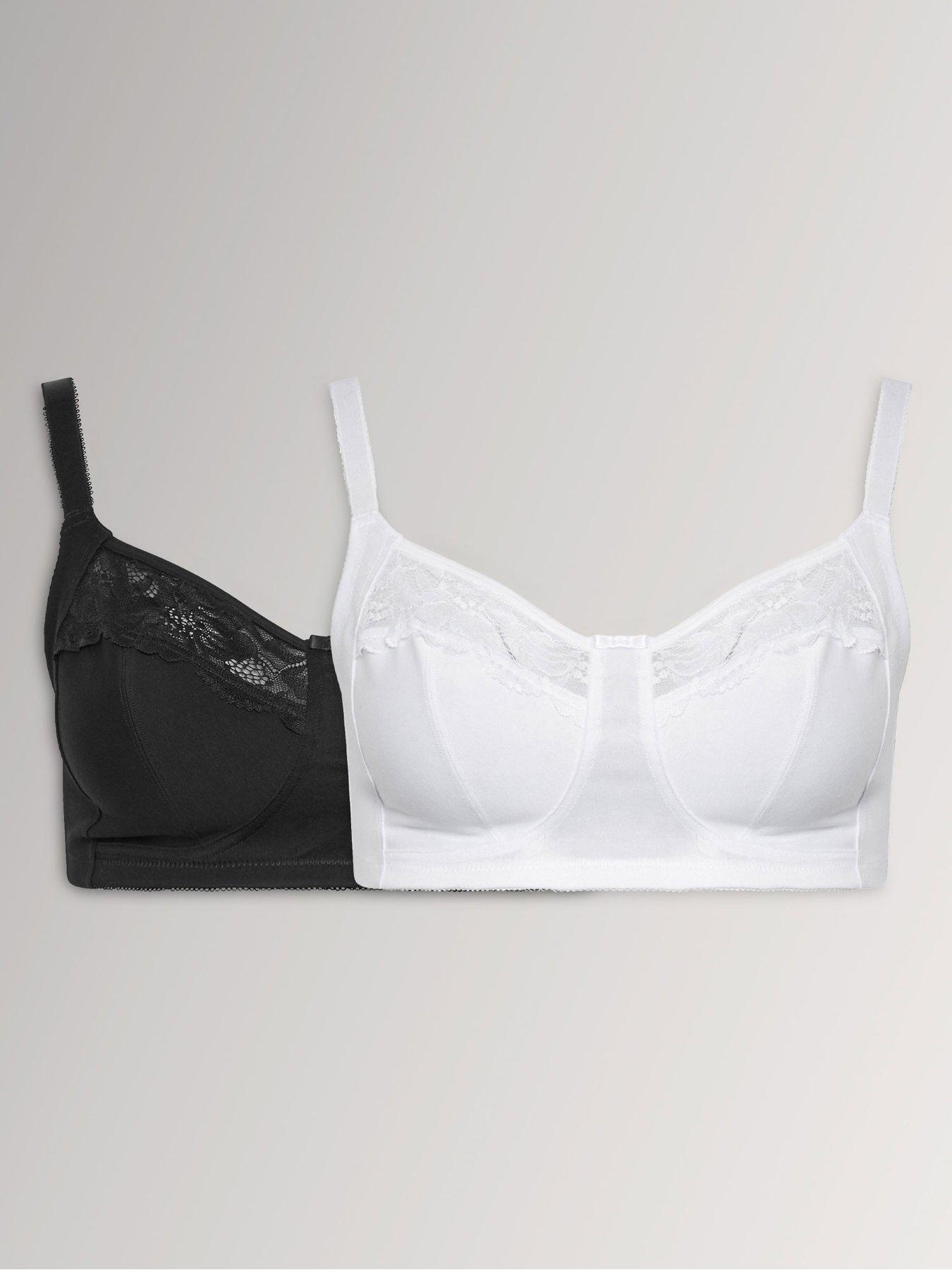 Image 1 of 4 of Yours Curve 2 Pack Cotton Lace Trim Bra