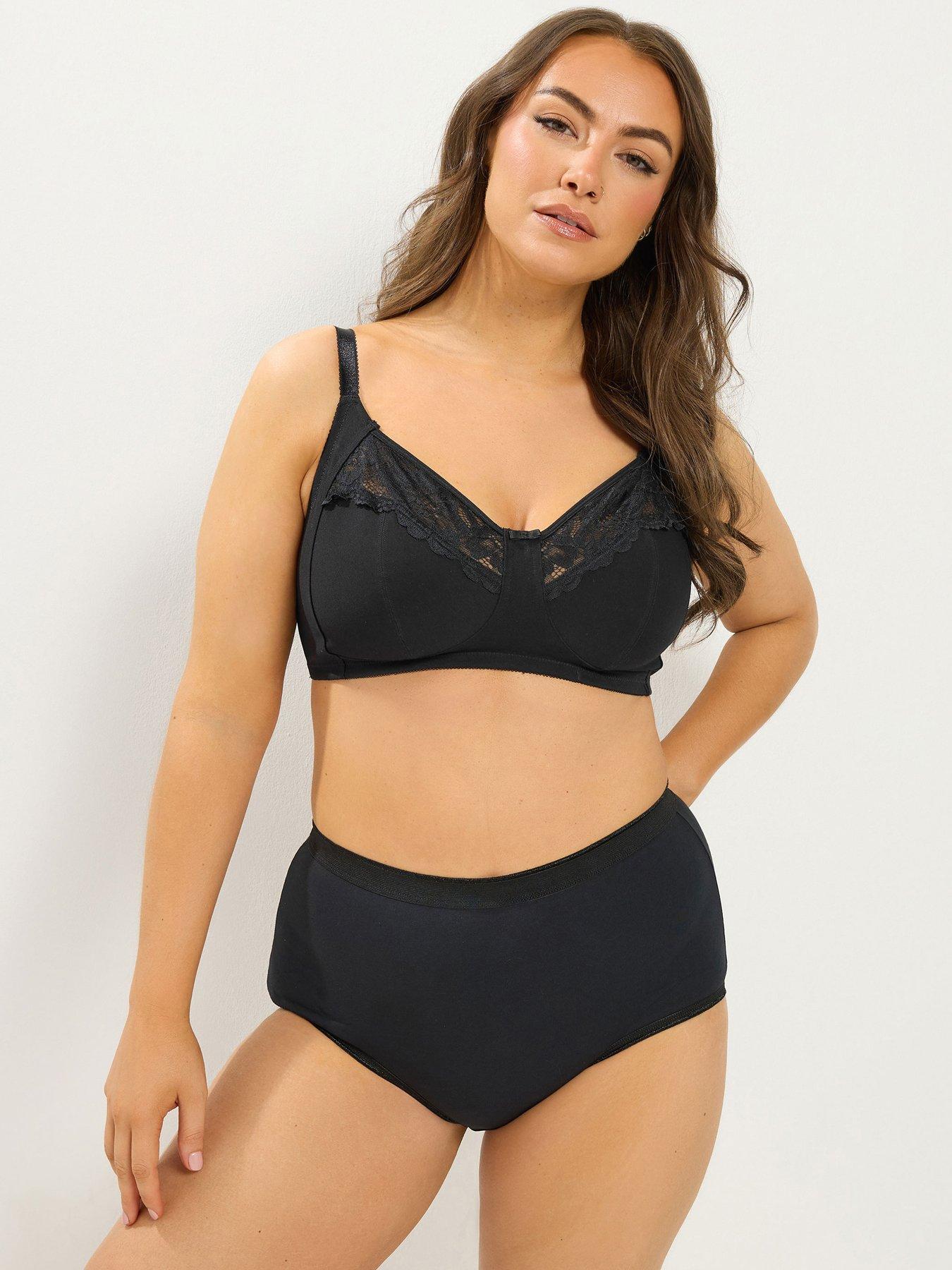 Image 3 of 4 of Yours Curve 2 Pack Cotton Lace Trim Bra
