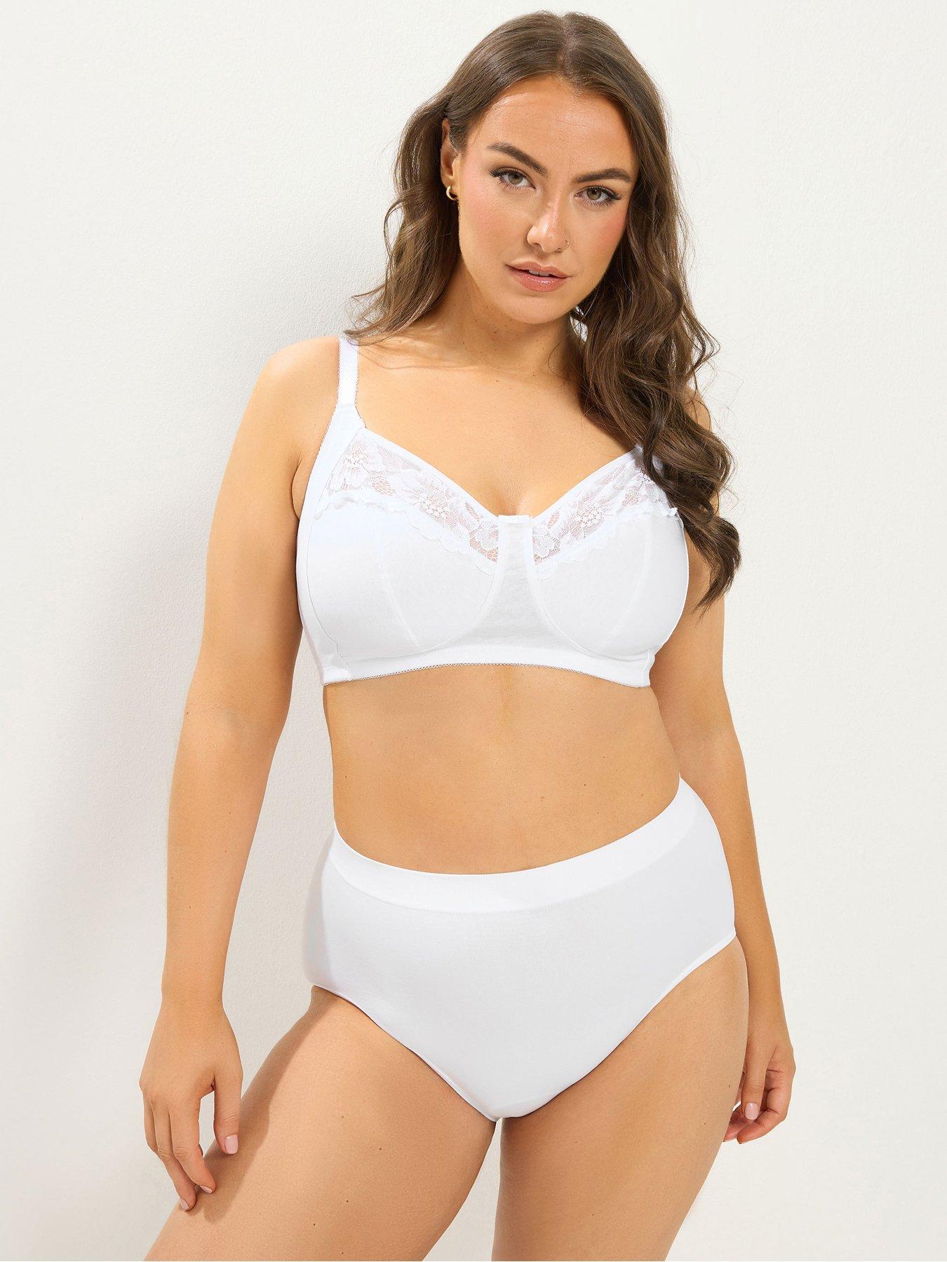 Image 4 of 4 of Yours Curve 2 Pack Cotton Lace Trim Bra