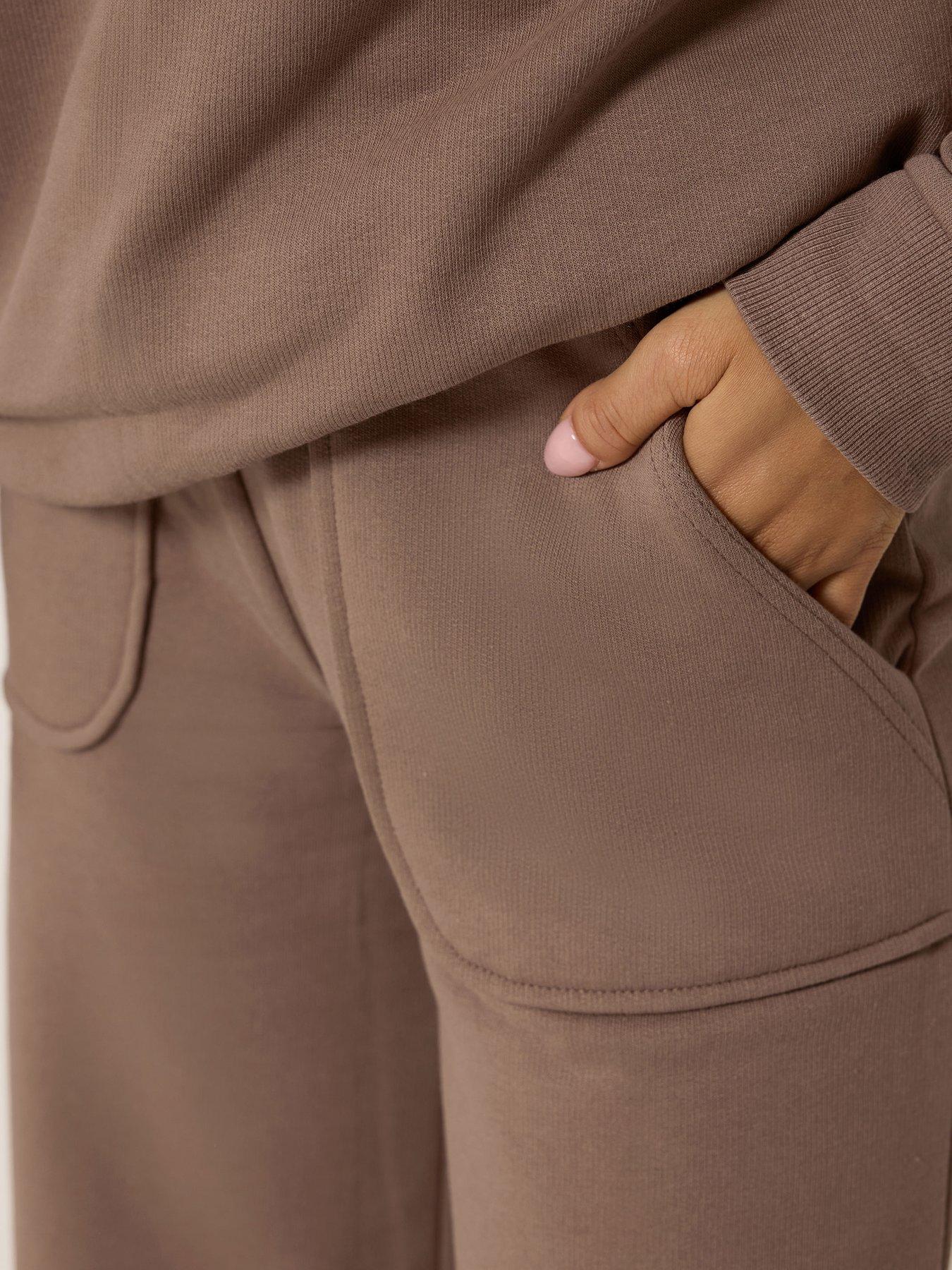 Image 4 of 4 of PixieGirl Petite Patch Pocket Wide Leg Jogger - Brown