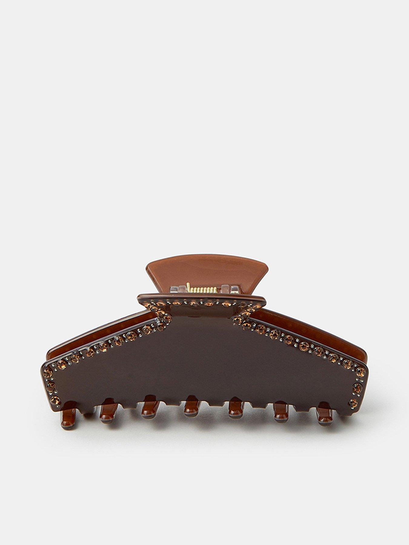 Accessorize Sparkle Edge Claw Hair Clip - Brown