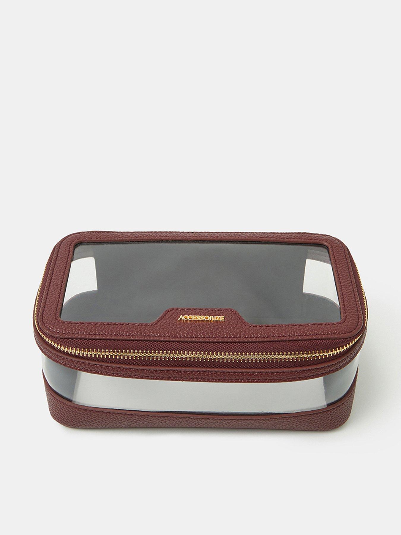 Image 1 of 3 of Accessorize Clear Travel Makeup Bag - Red