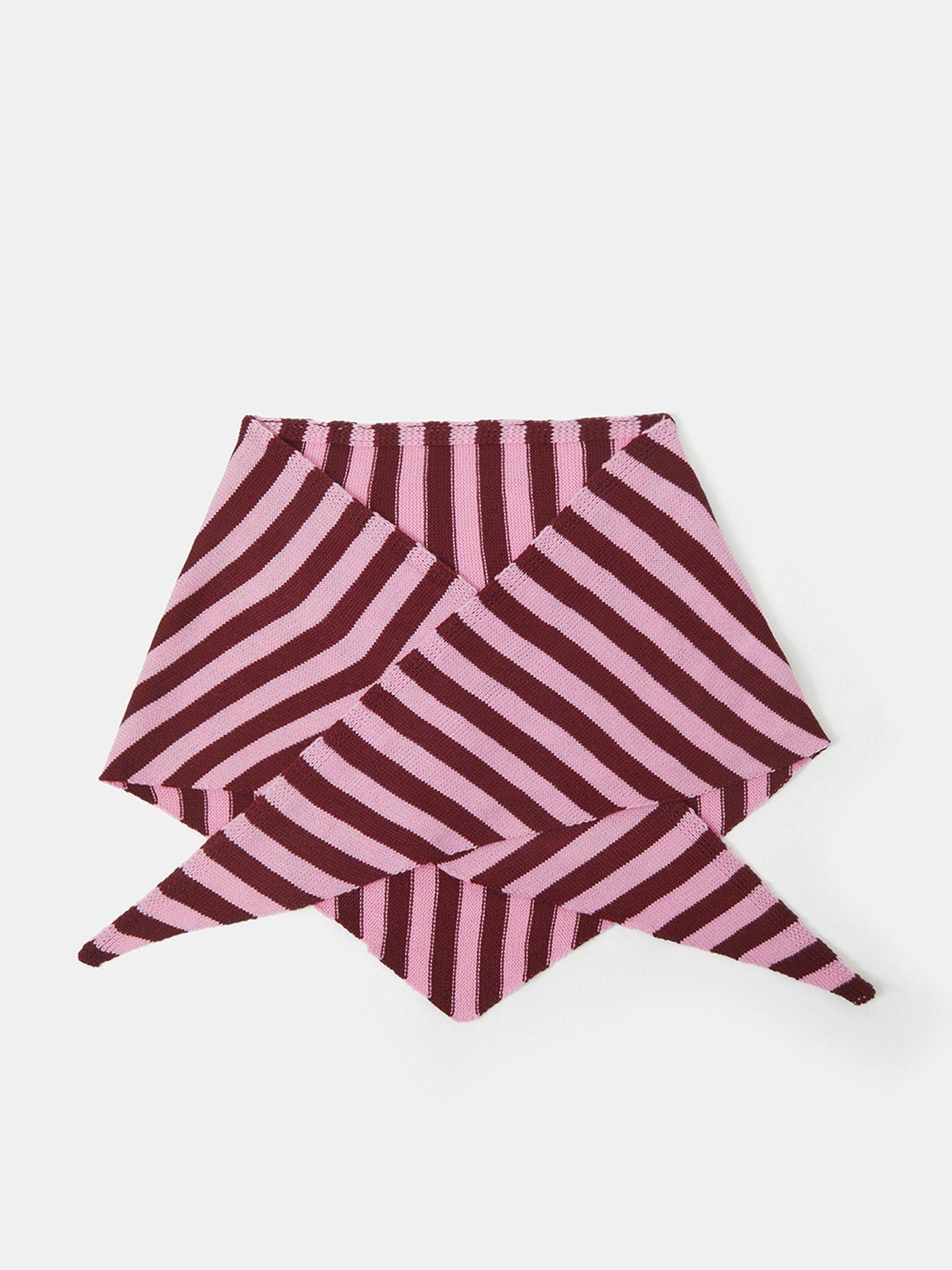 Image 1 of 4 of Accessorize Lightweight Striped Triangle Scarf - Pink
