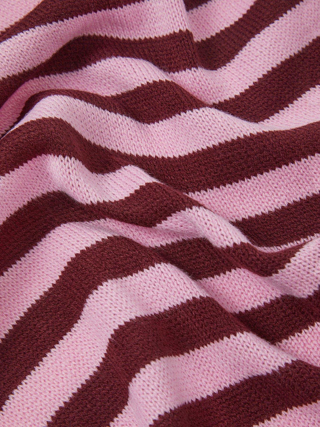 Image 4 of 4 of Accessorize Lightweight Striped Triangle Scarf - Pink