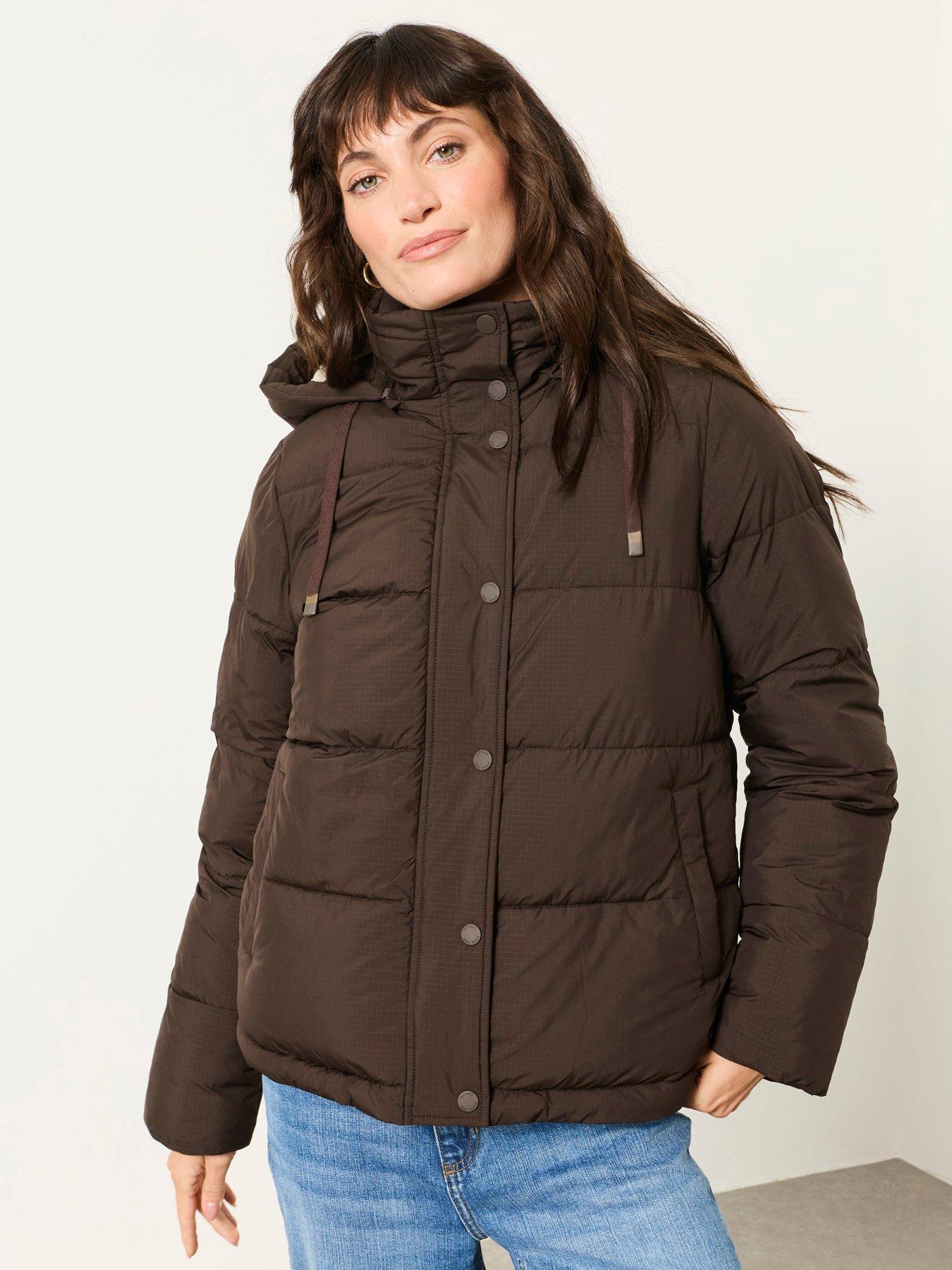 Image 1 of 6 of FatFace Short Puffer Chocola
