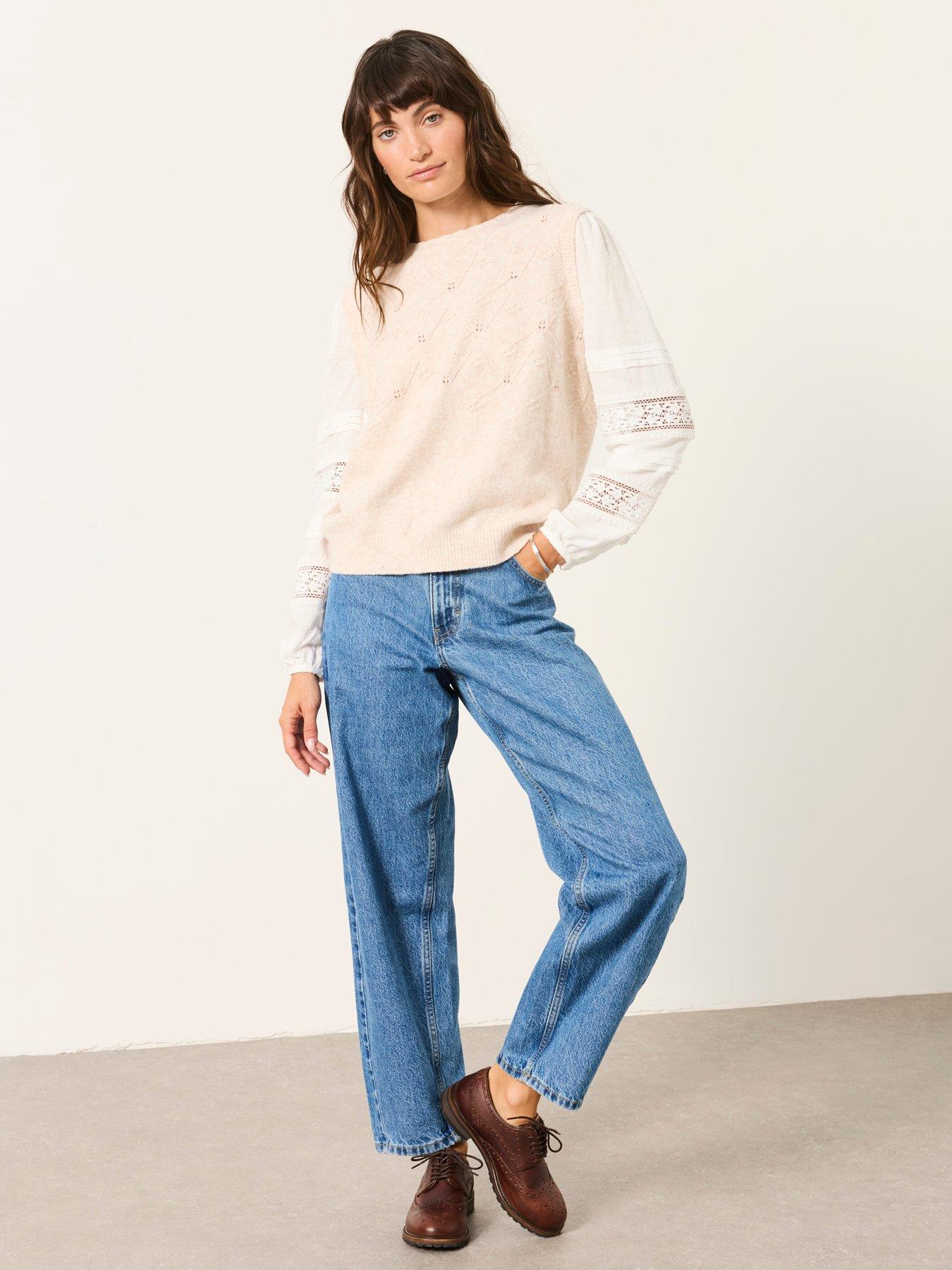 Image 3 of 6 of FatFace Womens 2 In 1 Pointelle Knit Jumper - Beige
