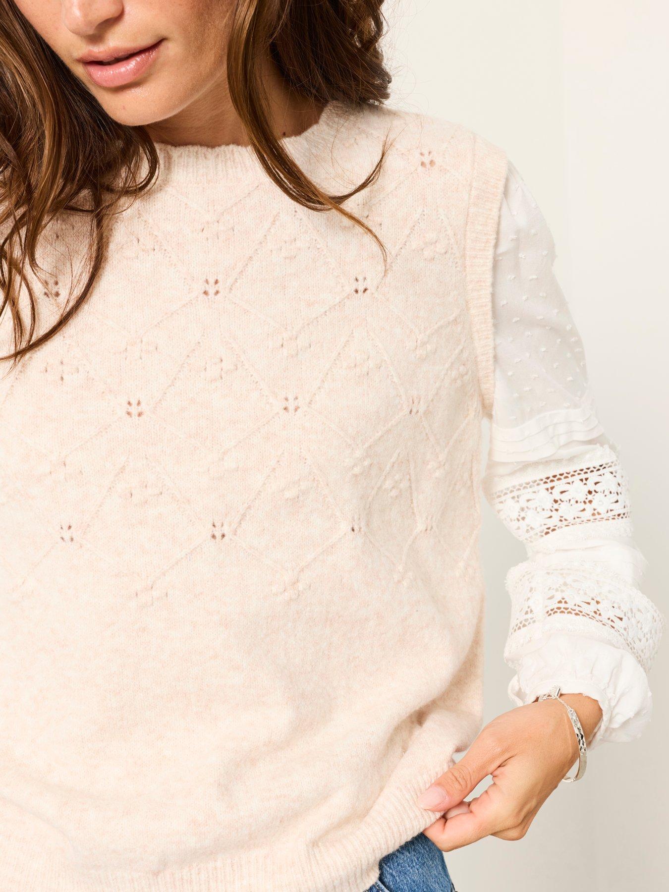 Image 5 of 6 of FatFace Womens 2 In 1 Pointelle Knit Jumper - Beige