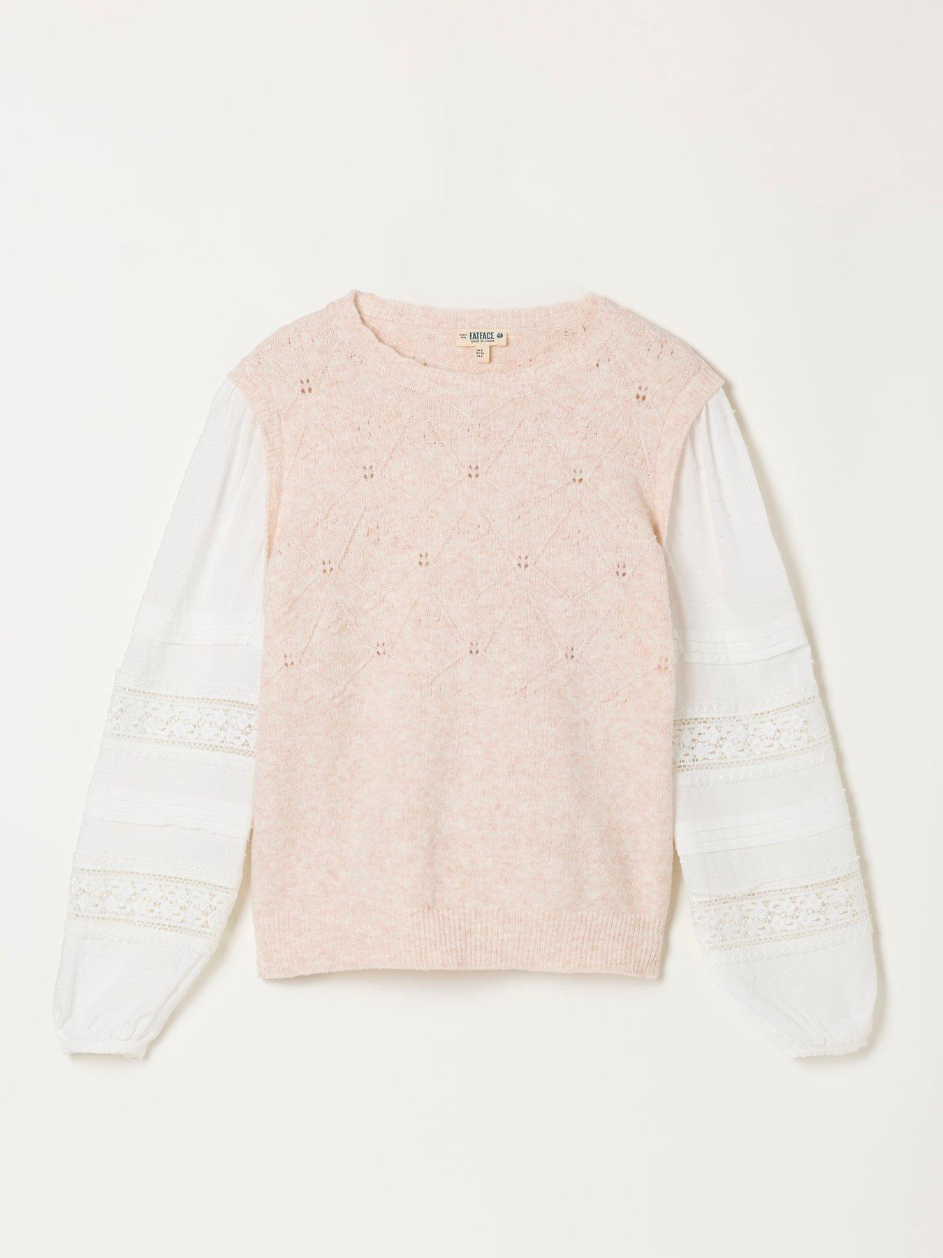 Image 6 of 6 of FatFace Womens 2 In 1 Pointelle Knit Jumper - Beige