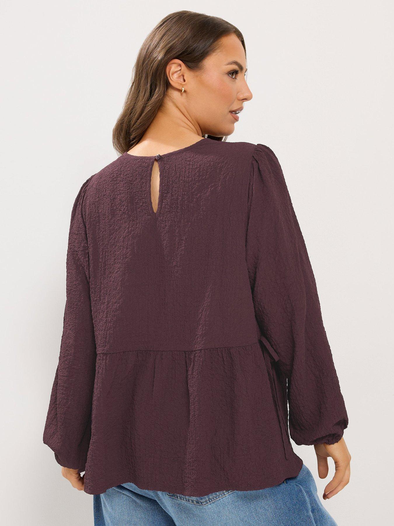 Image 2 of 4 of Yours Curve Textured Tie Side Top - Purple