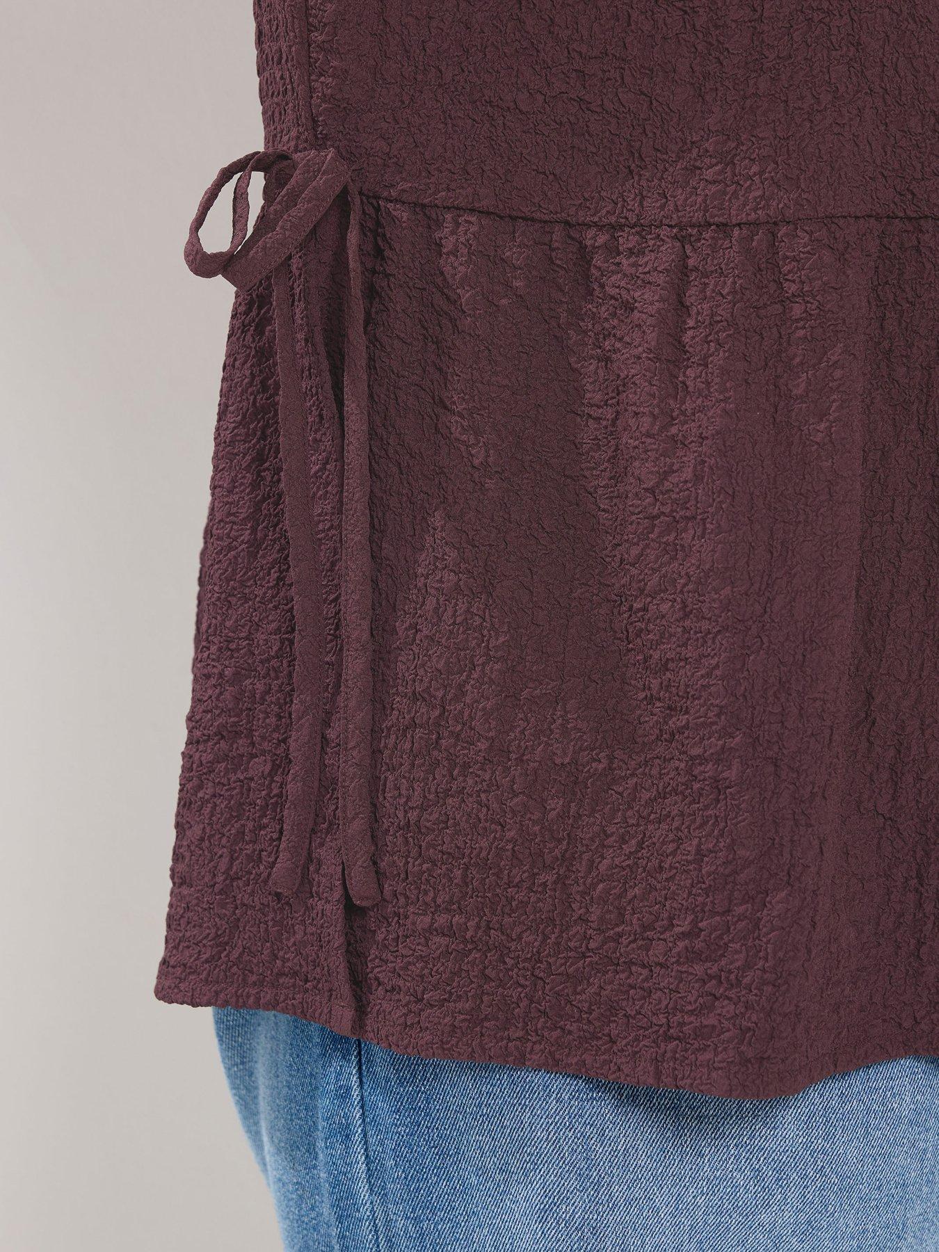 Image 4 of 4 of Yours Curve Textured Tie Side Top - Purple