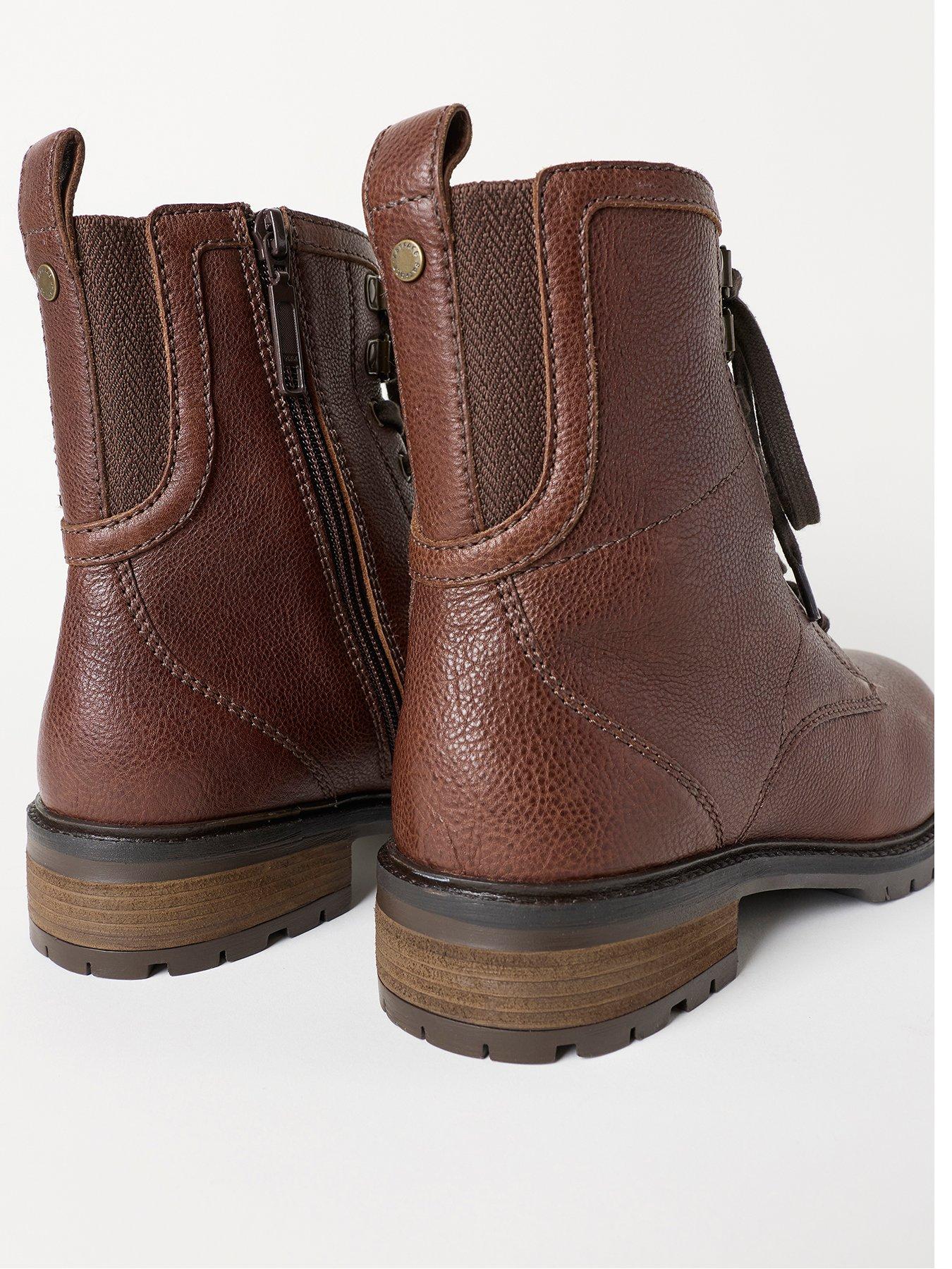 Image 3 of 4 of FatFace Womens Marlow Lace-Up Side Zip Boots - Brown