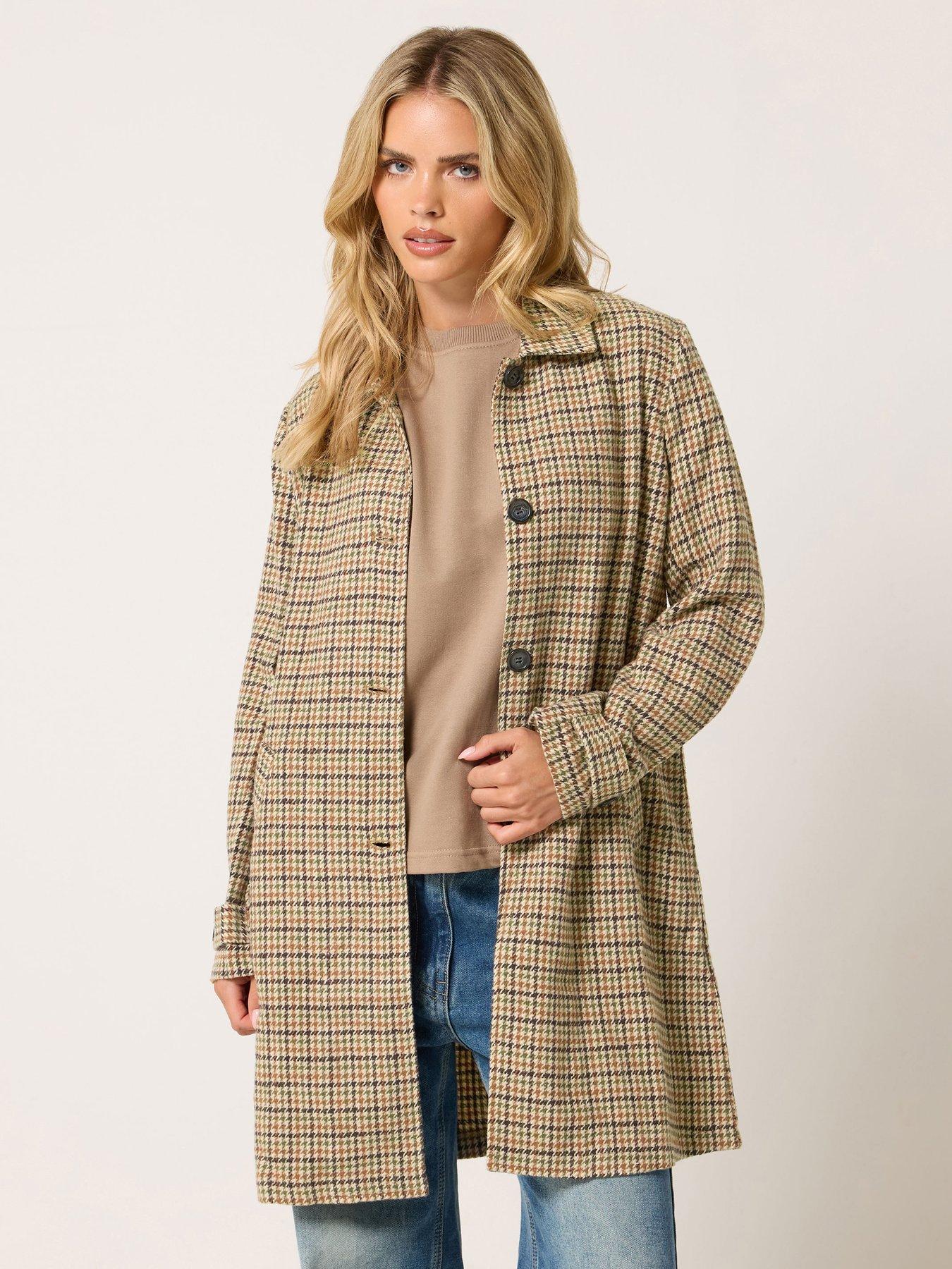 PixieGirl Petite Check Midi Car Coat