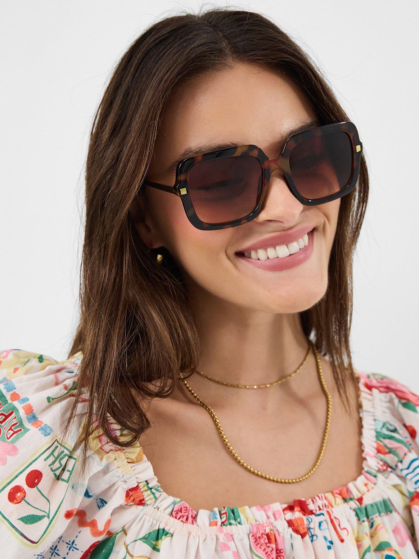 Image 2 of 3 of Accessorize Oversized Square Sunglasses - Brown
