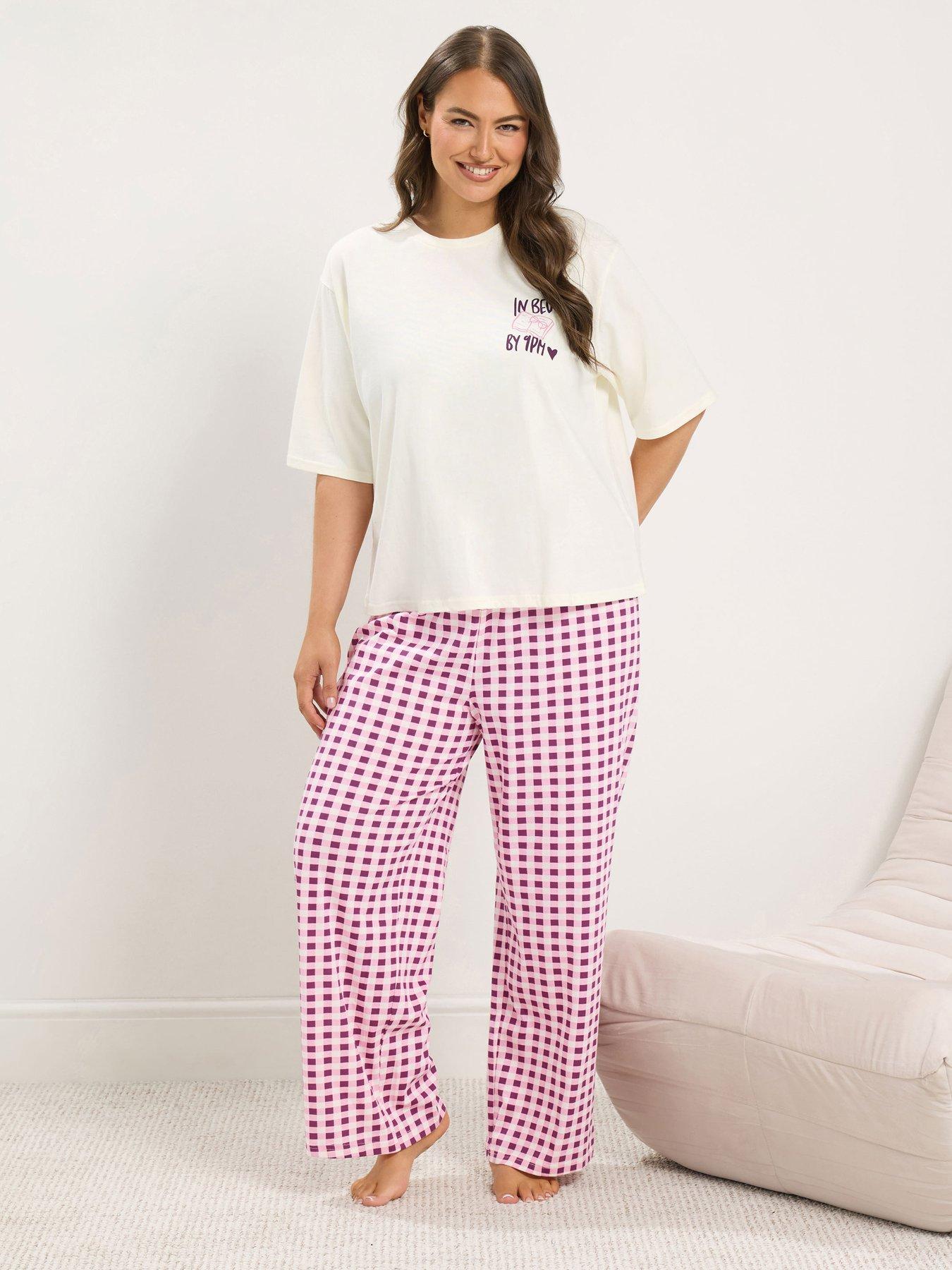 Yours Curve 'In Bed By 9PM' Pyjama Set - Cream