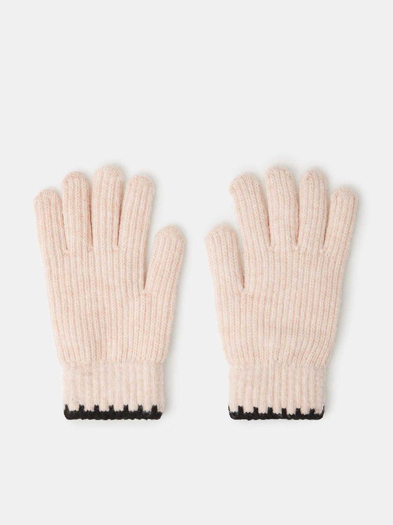Image 1 of 2 of Accessorize Ribbed Knit Gloves - Cream