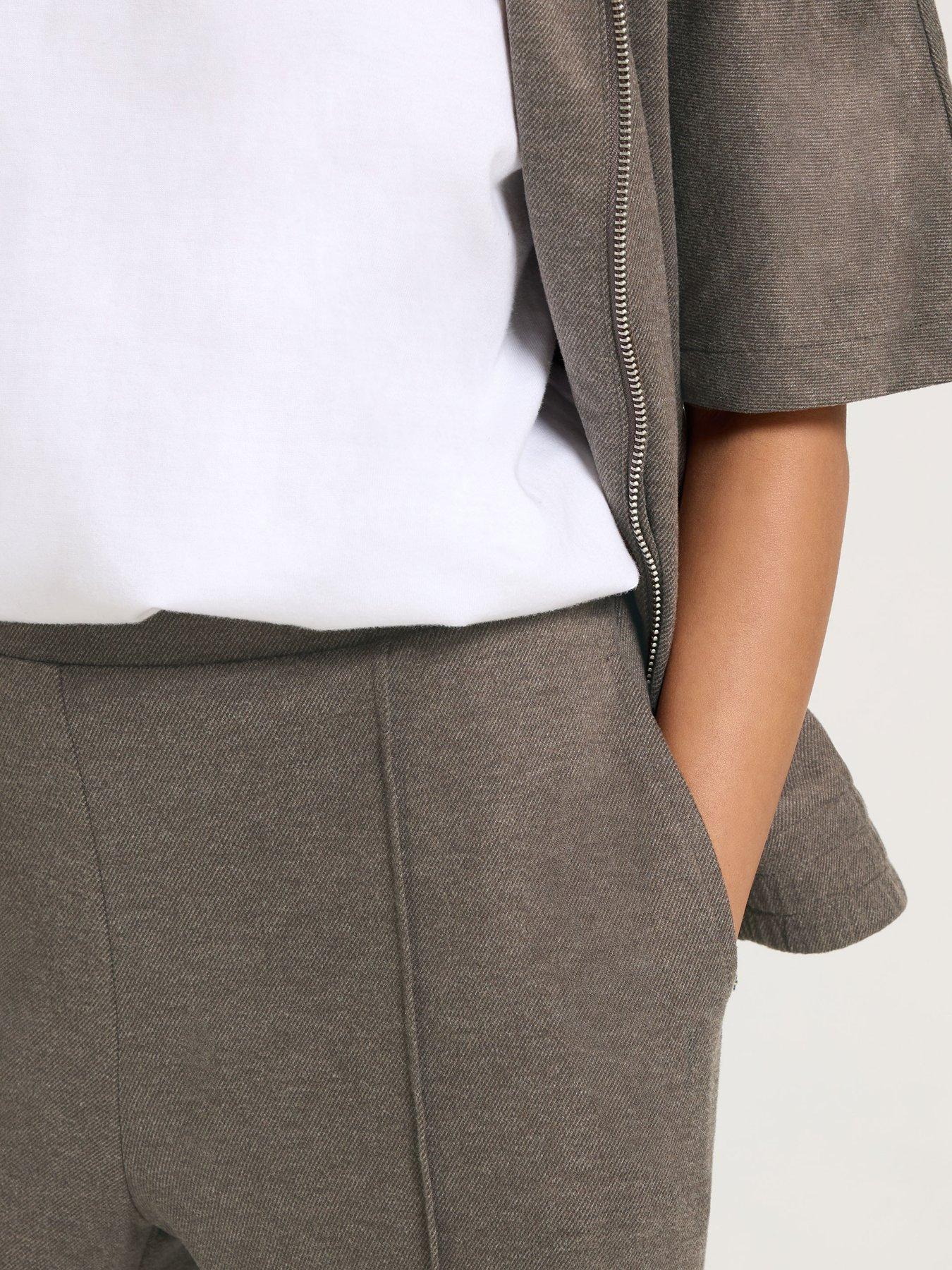 Image 4 of 4 of PixieGirl Petite Brushed Pintuck Wide Leg Trouser - Brown