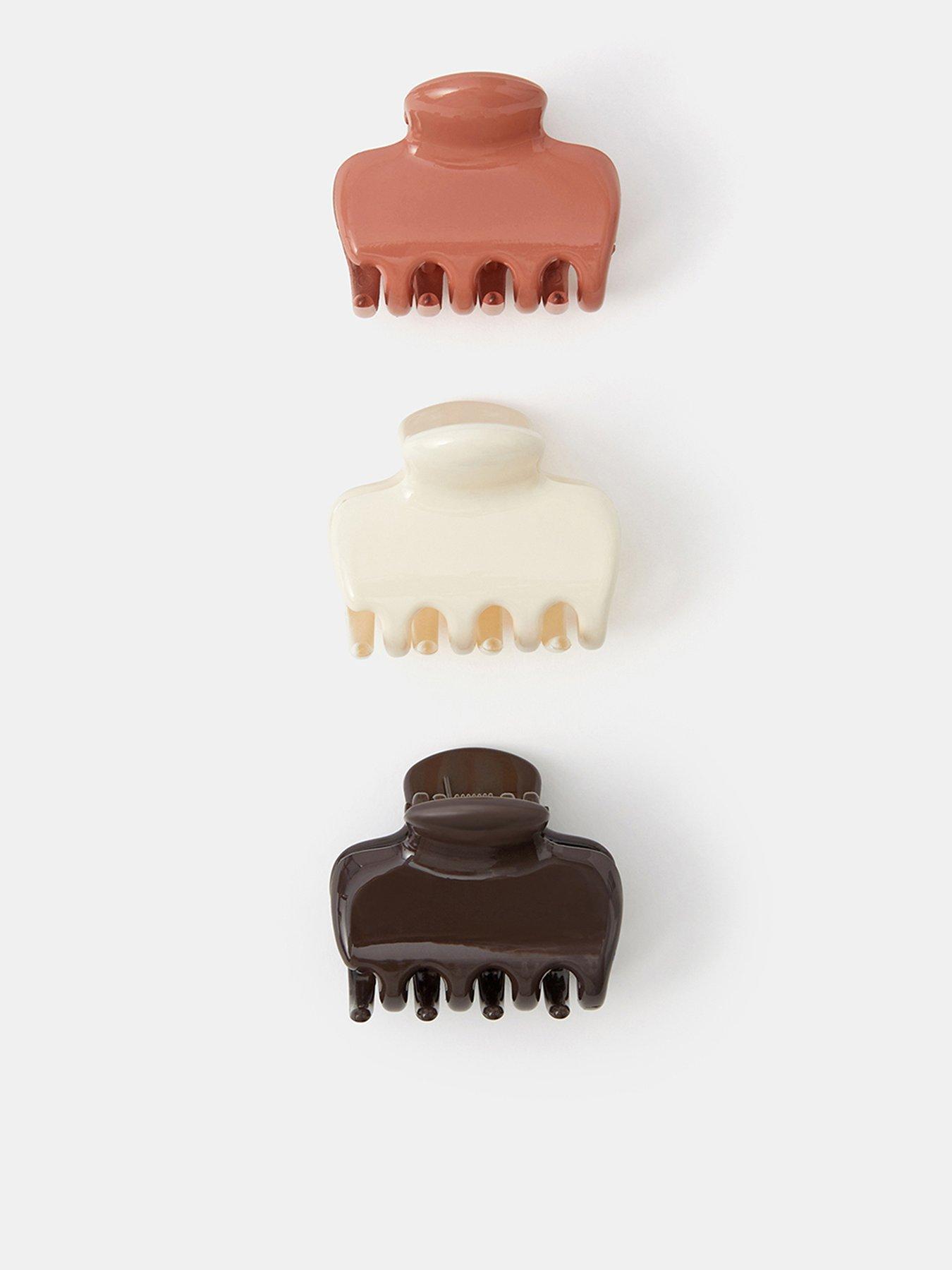 Image 1 of 2 of Accessorize Glossy Mini Claw Hair Clip Set 3 Pack - Multi