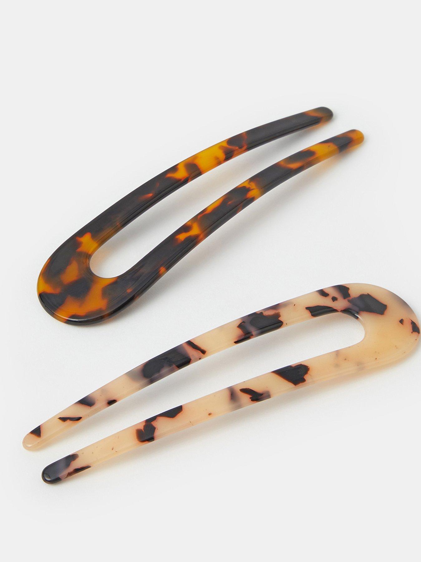 Image 2 of 2 of Accessorize Tortoiseshell Effect Resin French Hair Pin Set 2 Pack - Multi