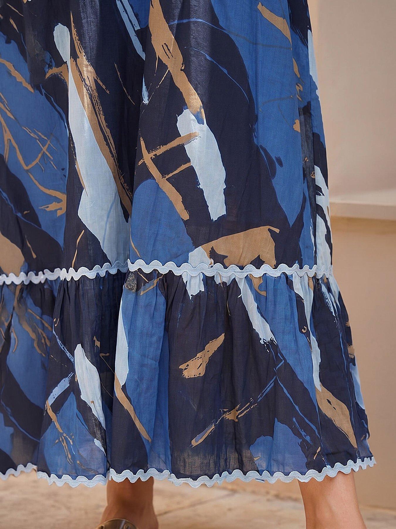 Image 2 of 4 of Roman Dusk Abstract Ric Rac Maxi Dress