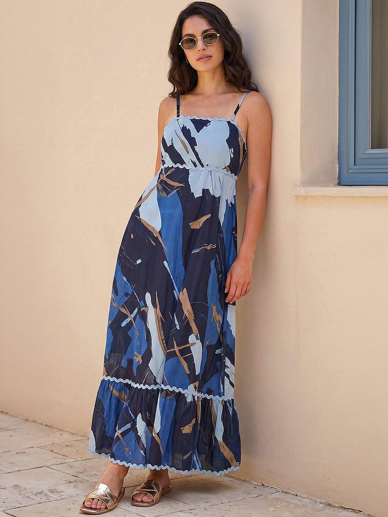 Image 4 of 4 of Roman Dusk Abstract Ric Rac Maxi Dress