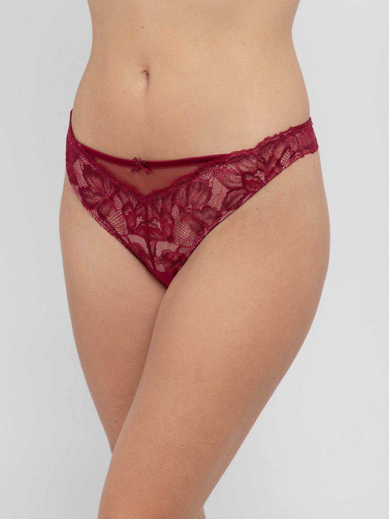 Image 6 of 6 of DORINA Womens Perfect Lace Stretch Thong - Burgundy