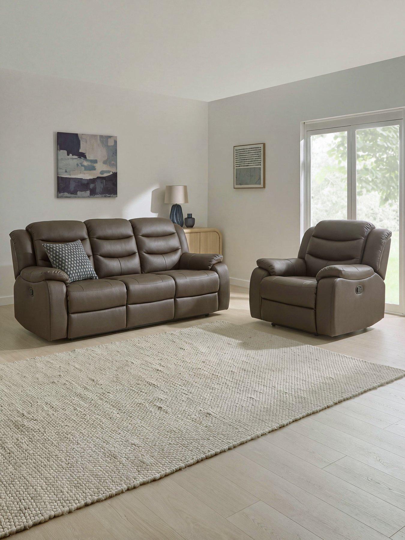 The Very Collection Rothbury Faux Leather 3 Seater + Armchair Set (Buy  &  SAVE!)
