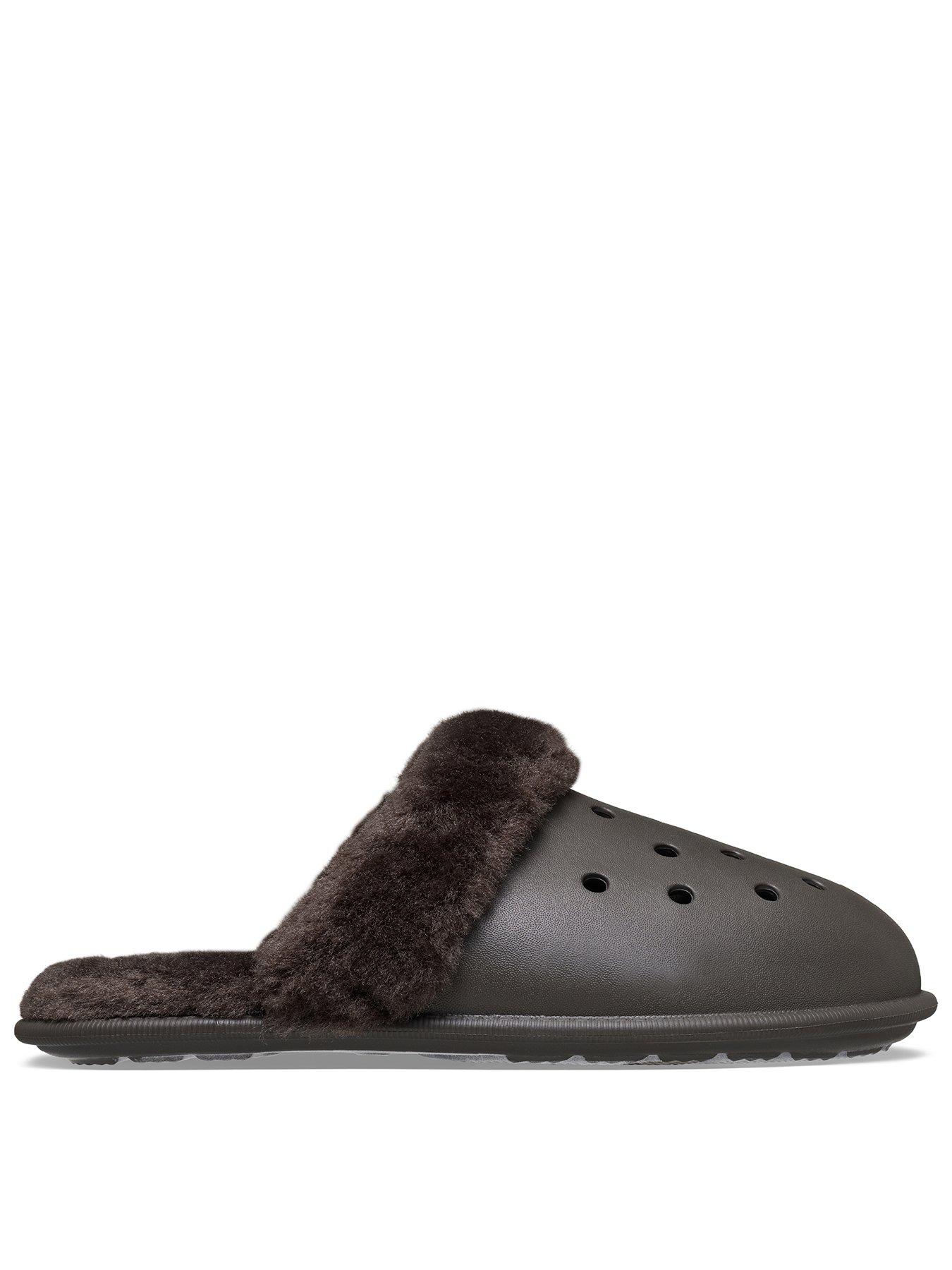 Image 1 of 6 of Crocs Classic Fuzz Scuff Slipper - Brown